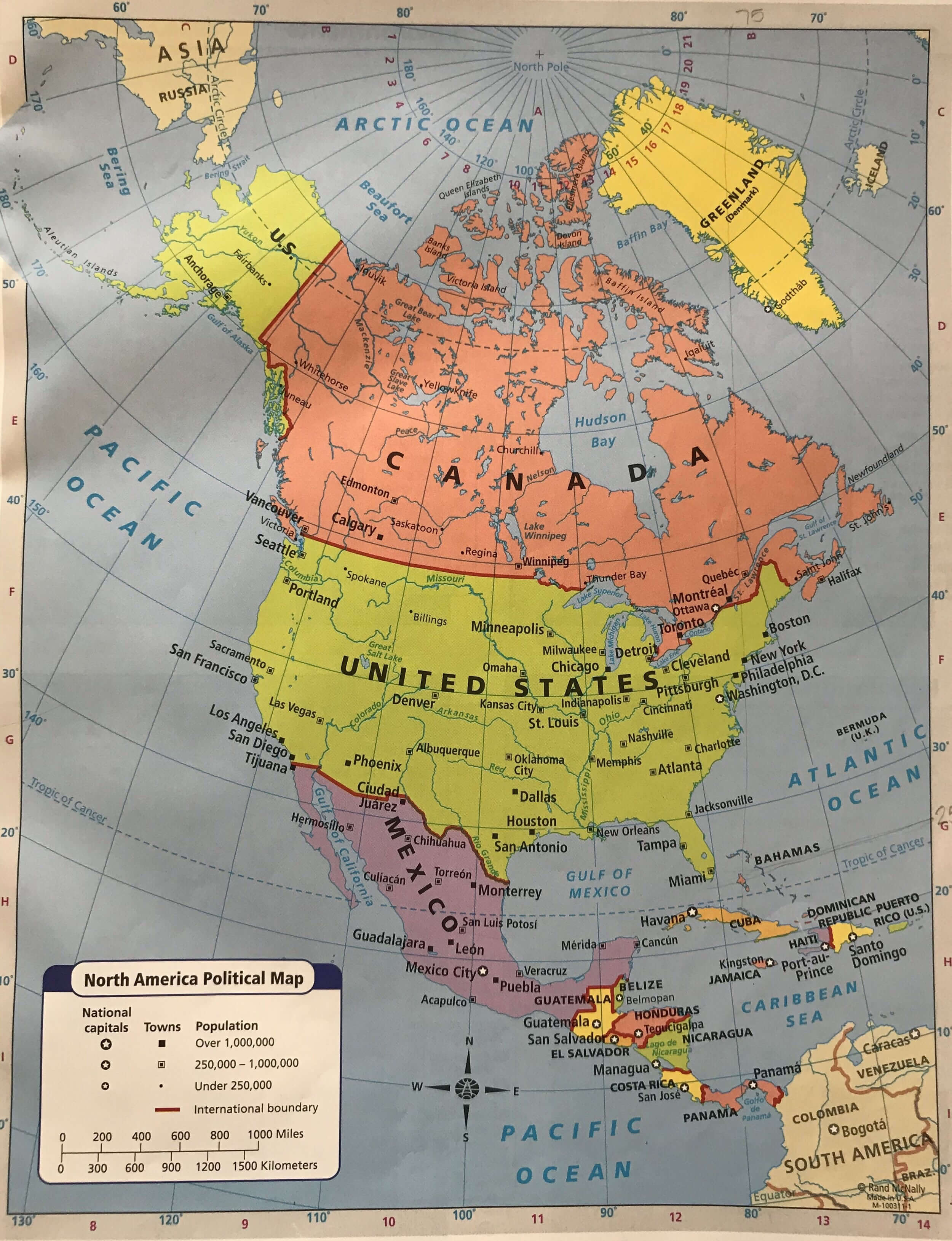 North America and Canada Political Map