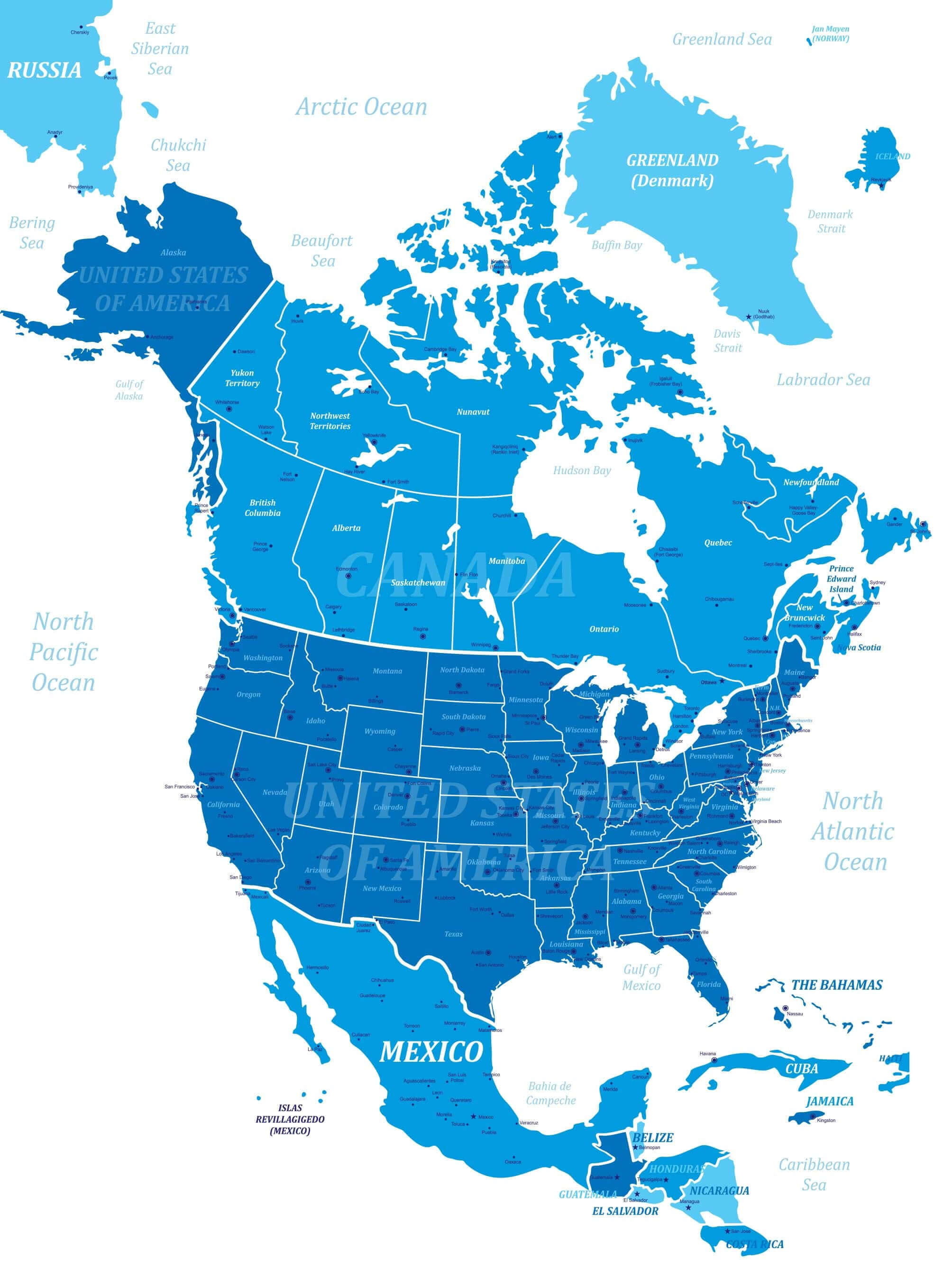 North America map with Canada