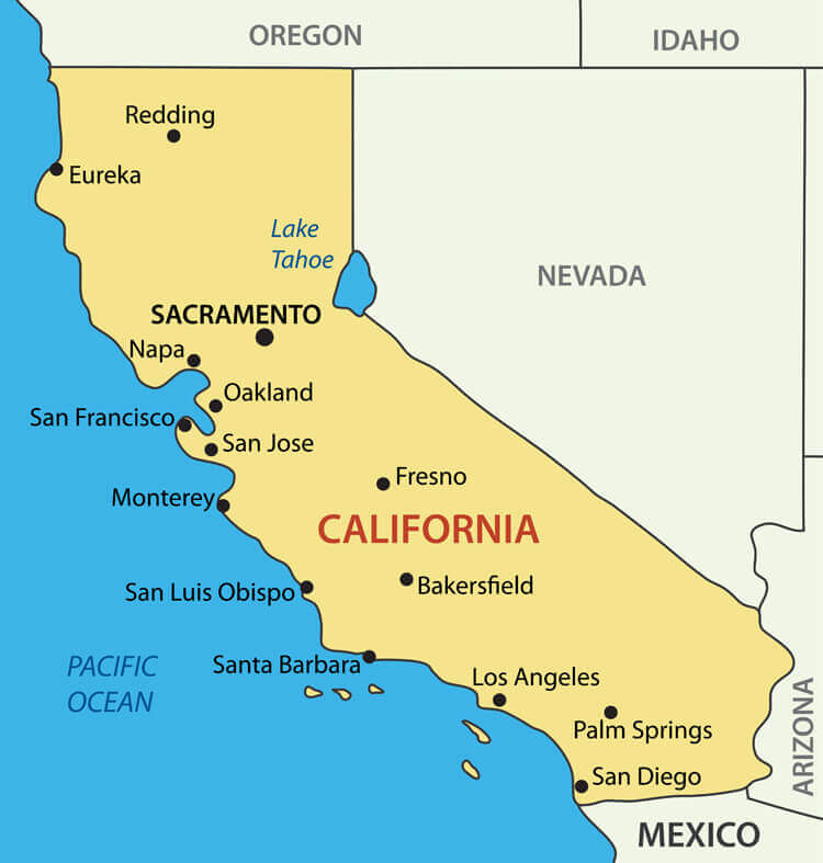 California main cities map