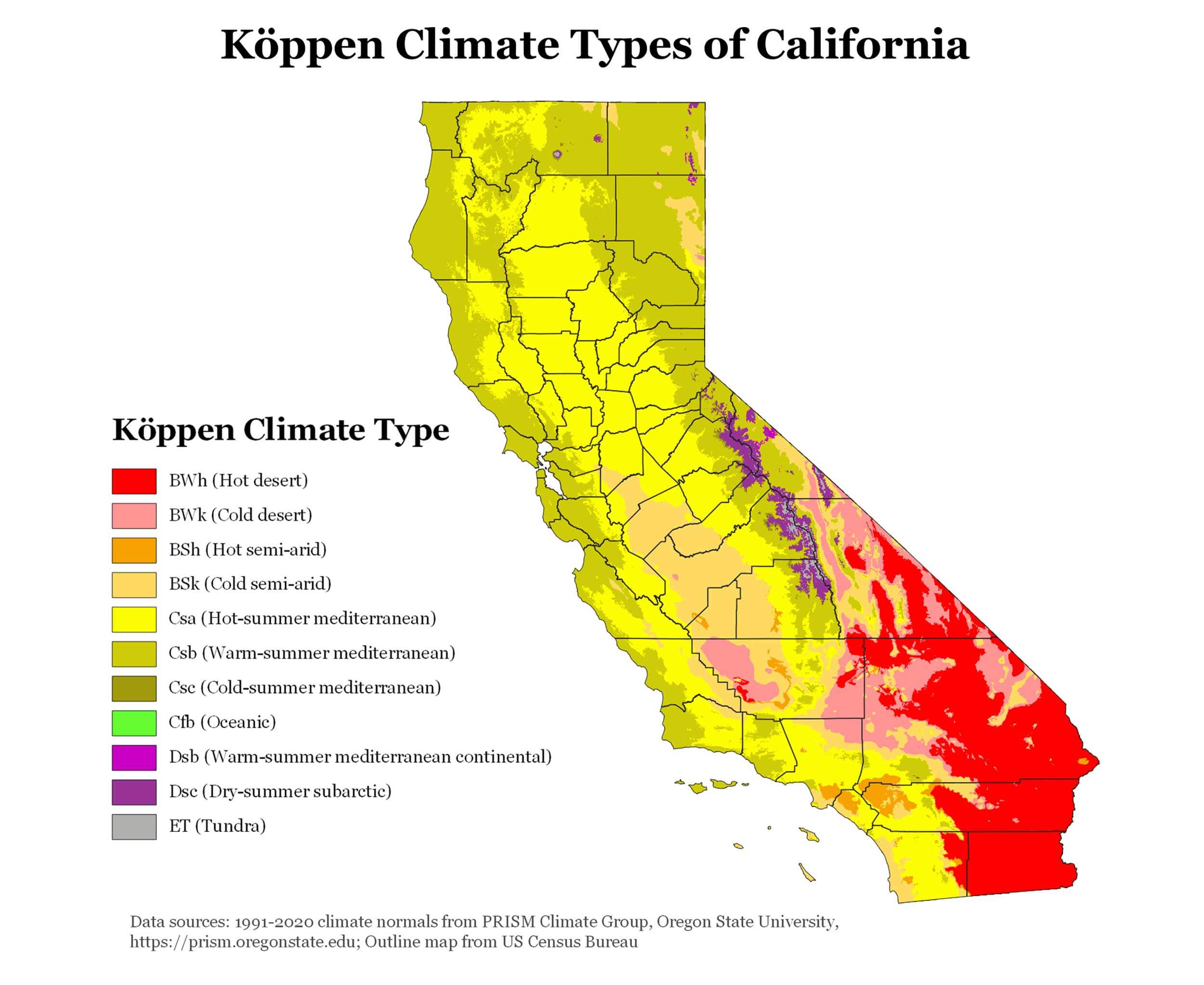 California Counties Climate Map