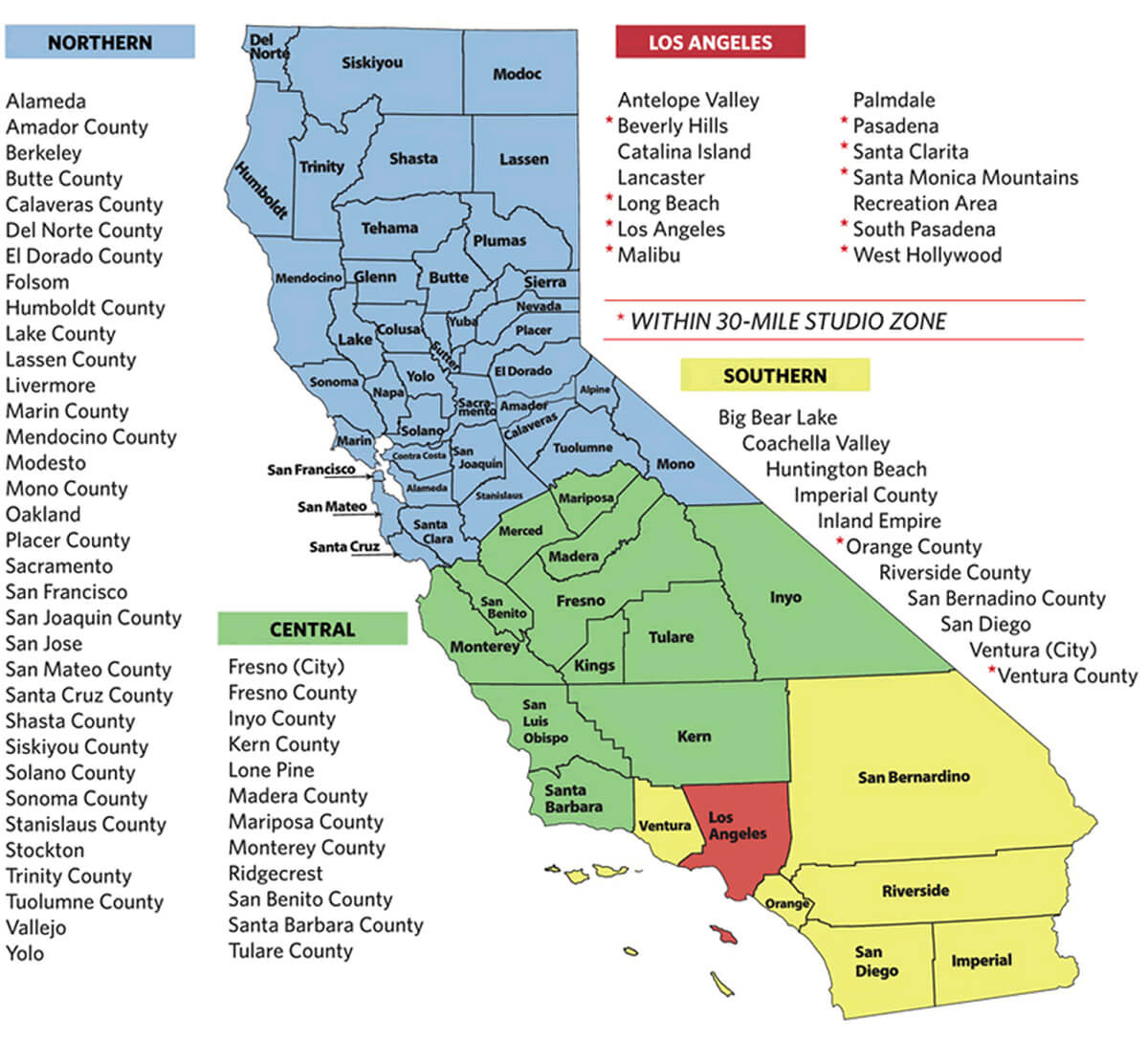 California counties Map with cities