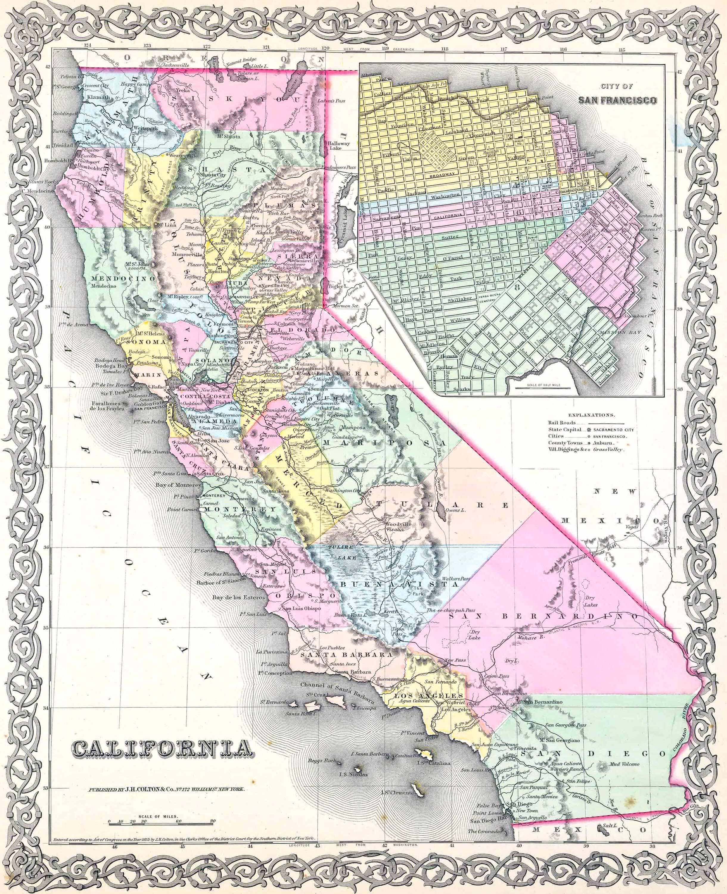 California County Historical Map 1856