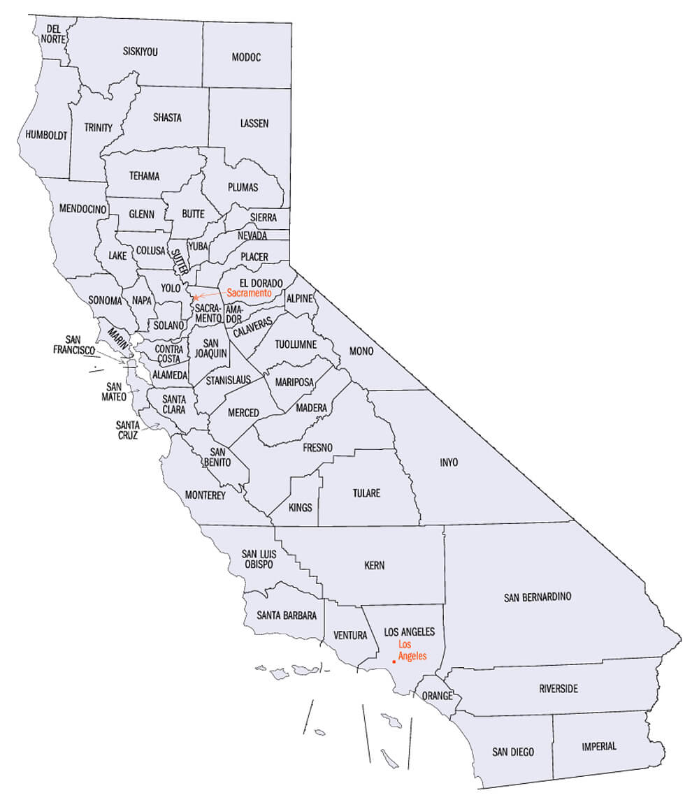 California County lines with cities