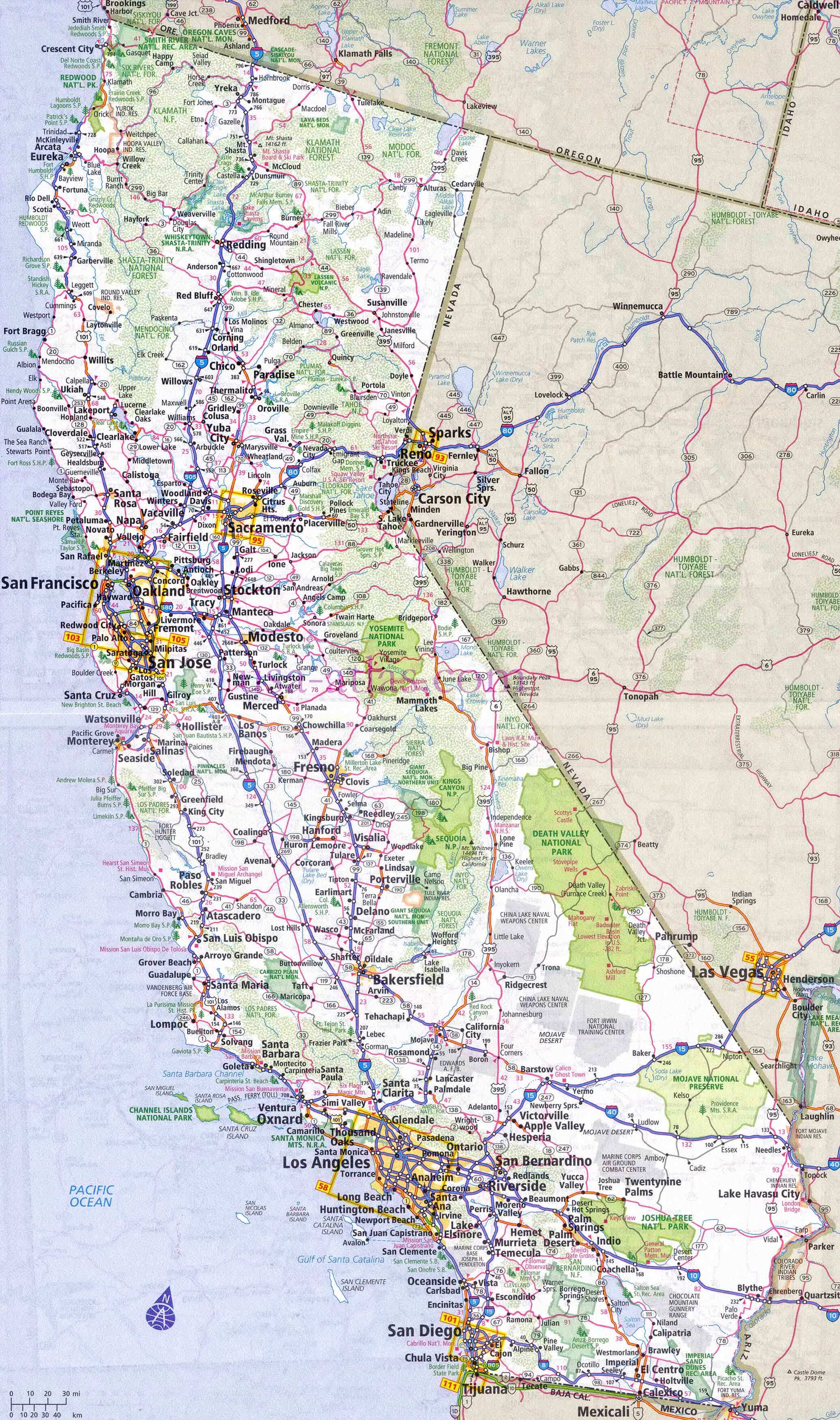 California County Map with roads