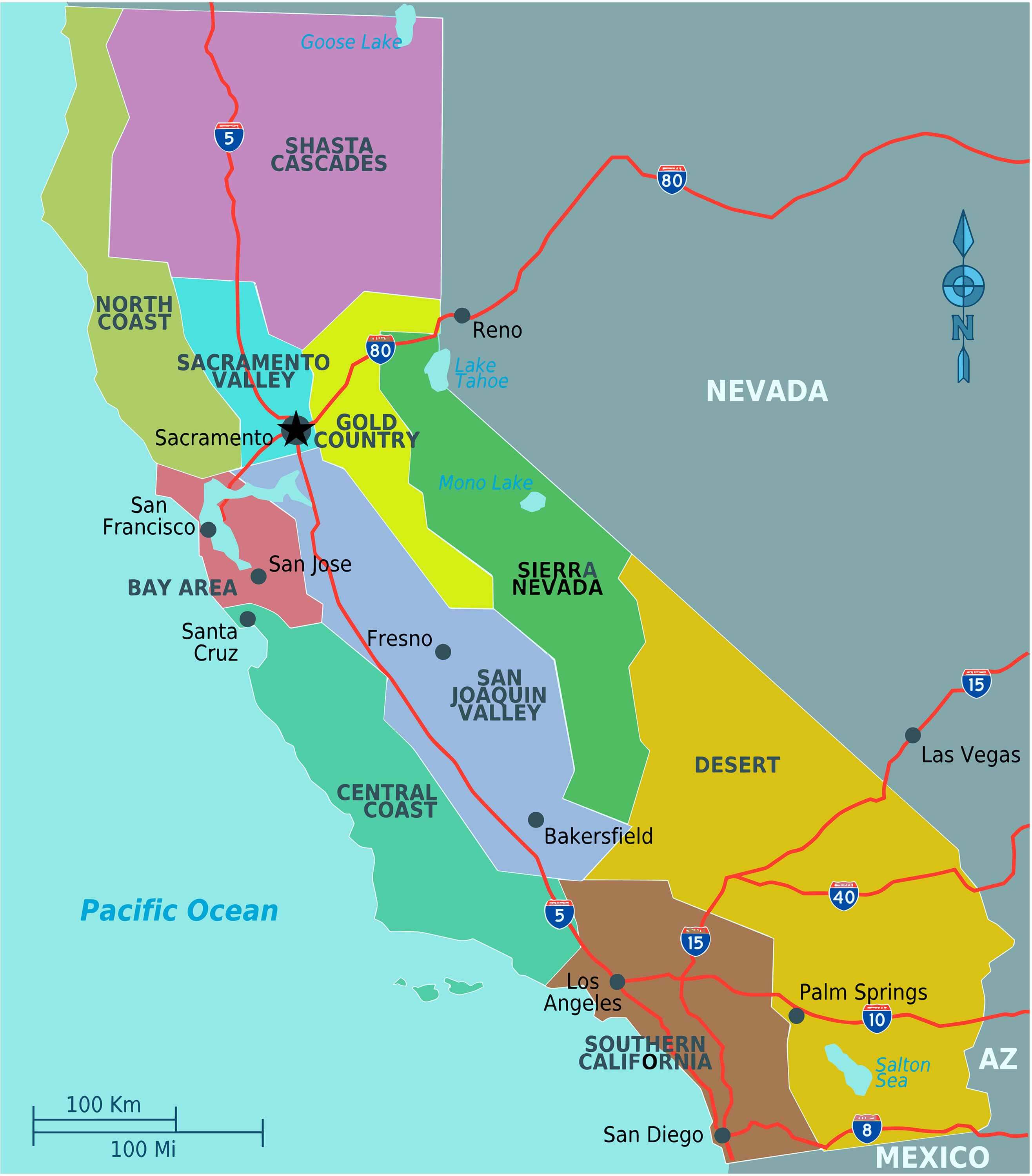 County Map of California and regions