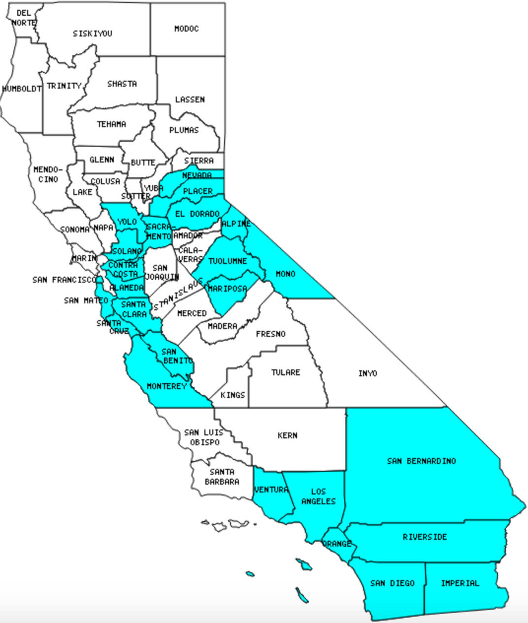 State of California County map