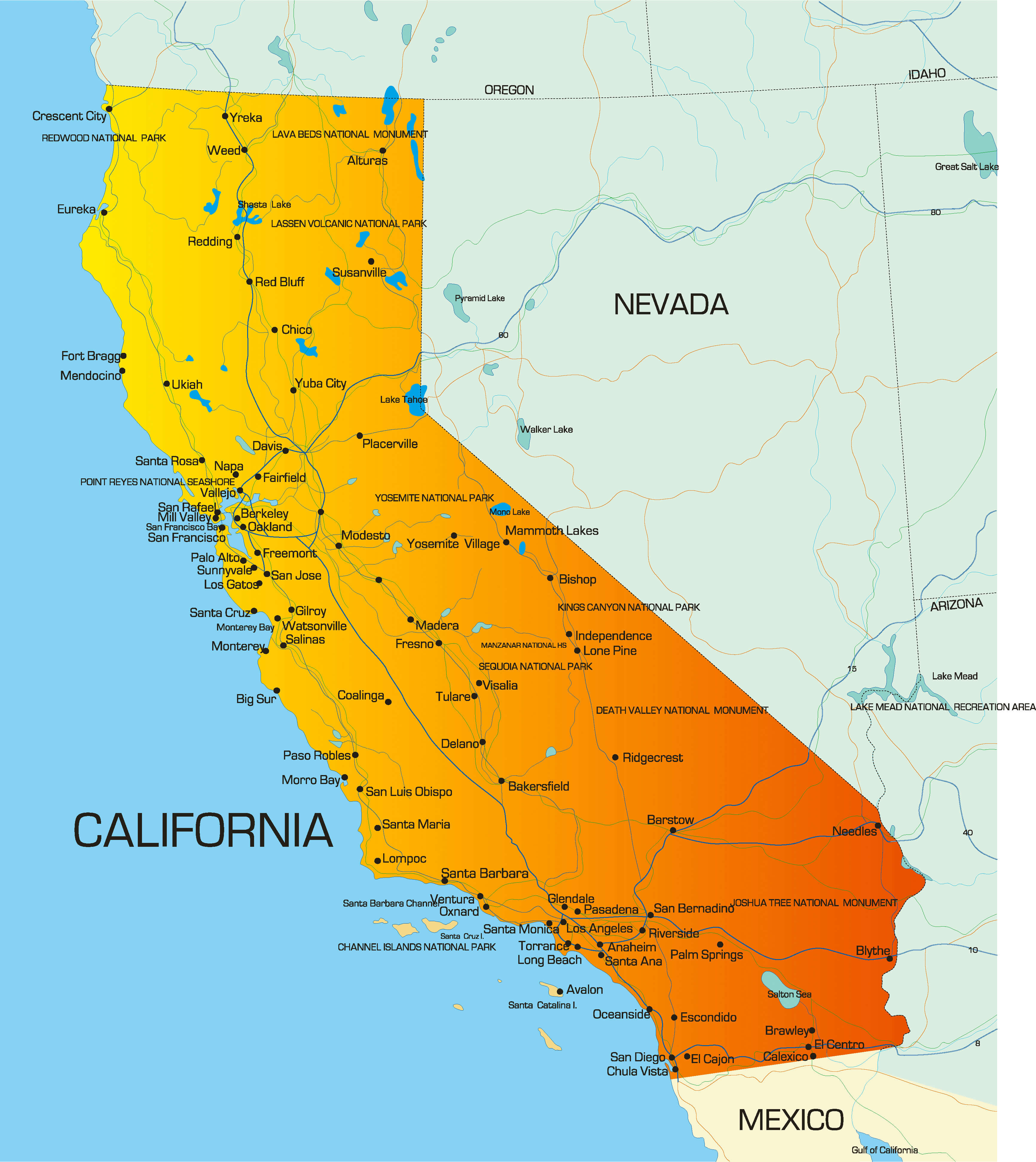 California Map with Cities