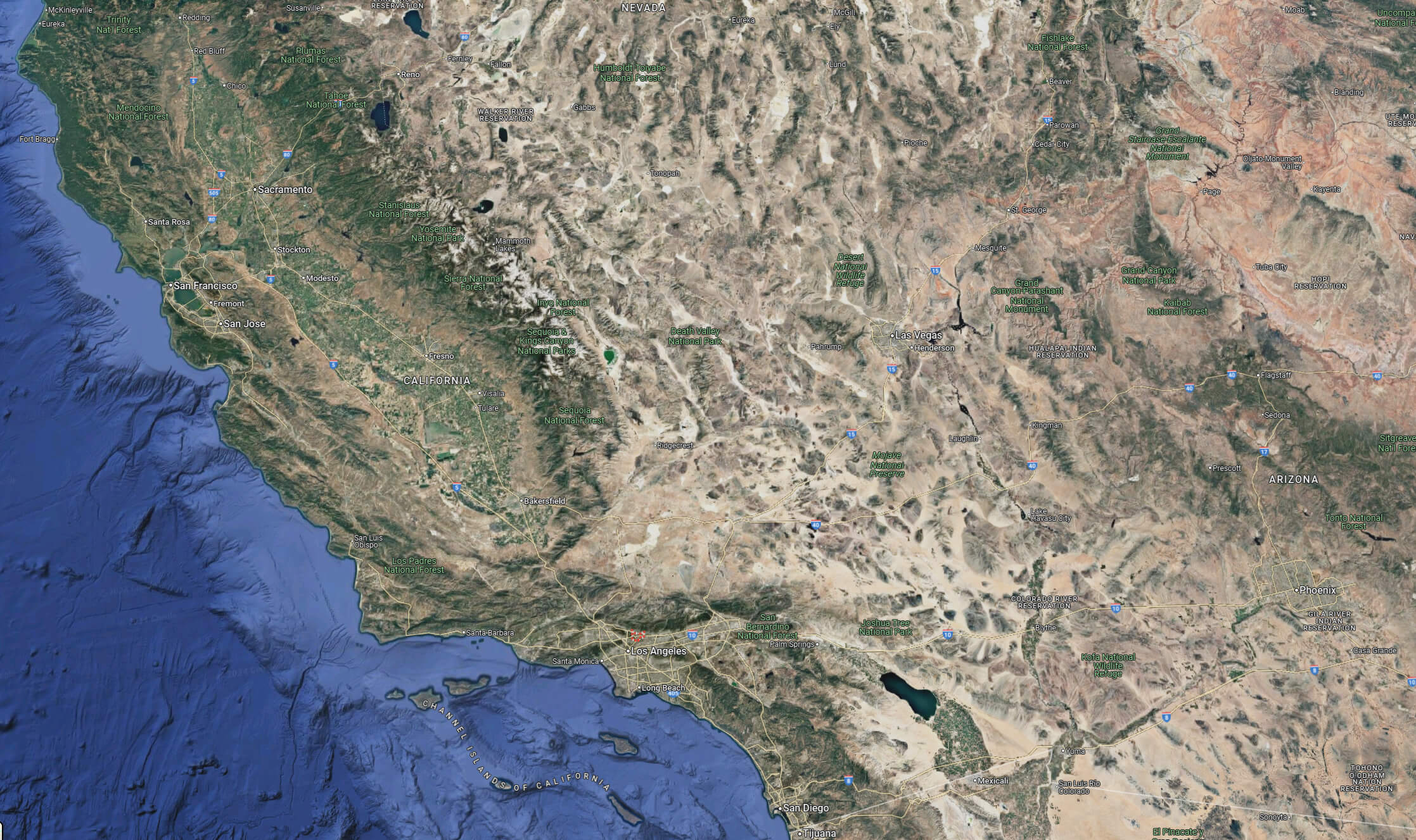 Eaton location on California satellite map