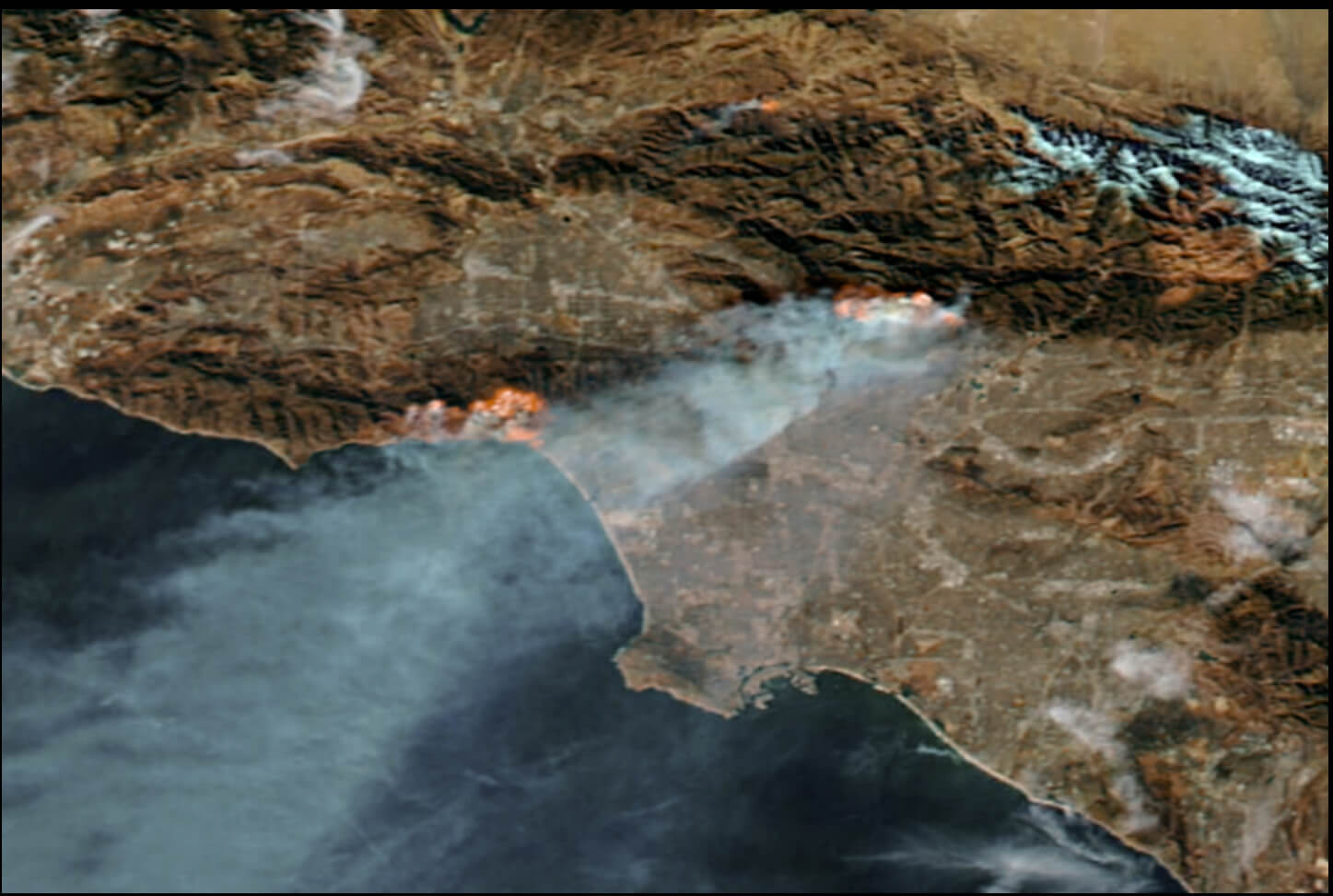 Greater Los Angeles wildfires satellite image