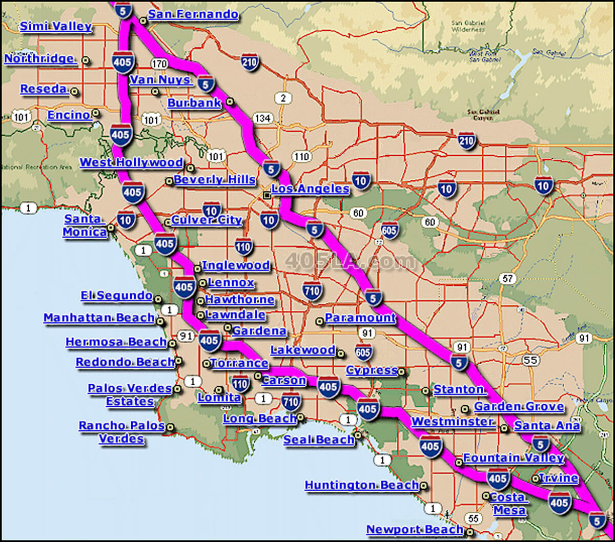 Interstates Map of Los Angeles