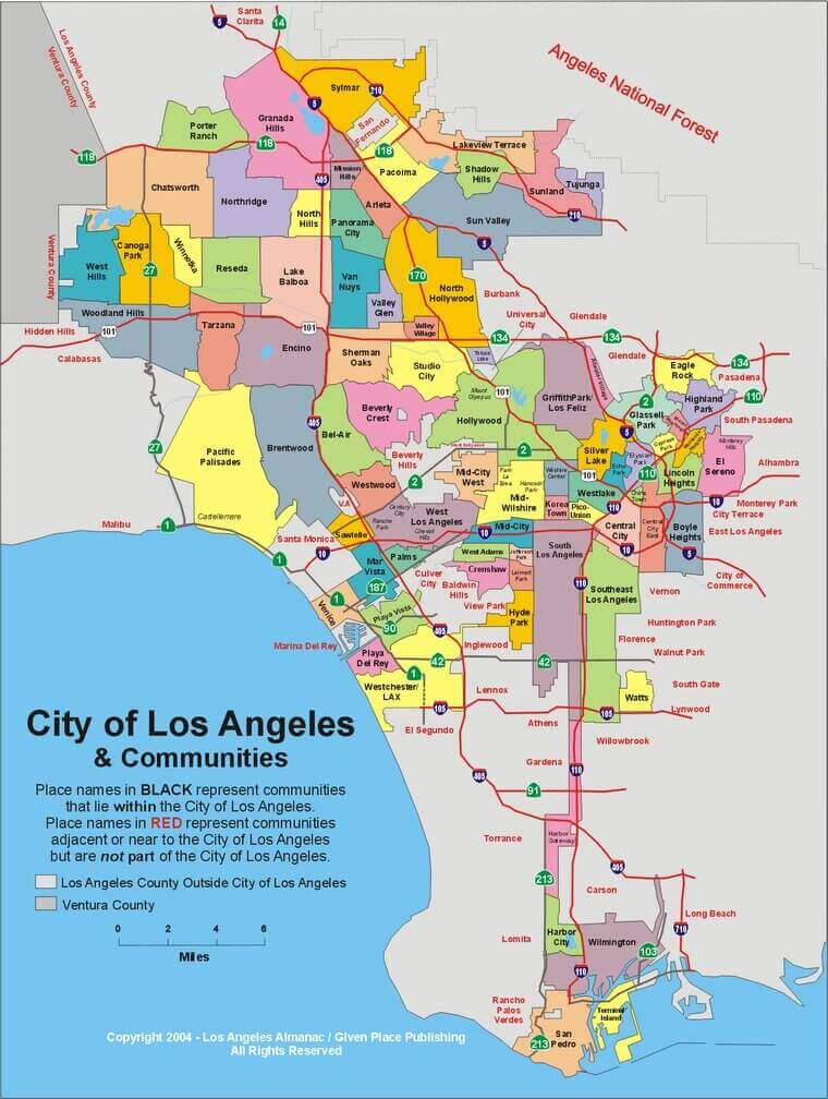 Los Angeles counties map