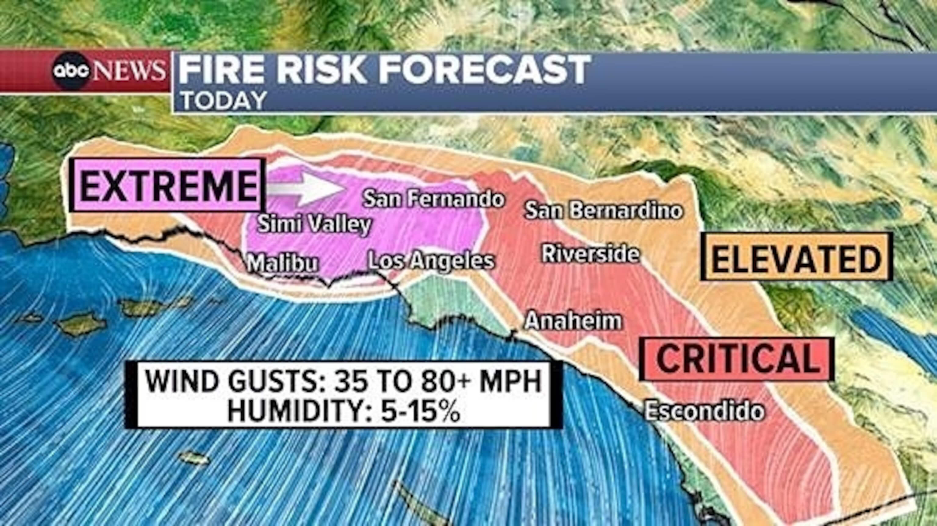 Los Angeles fire risk map in 2025