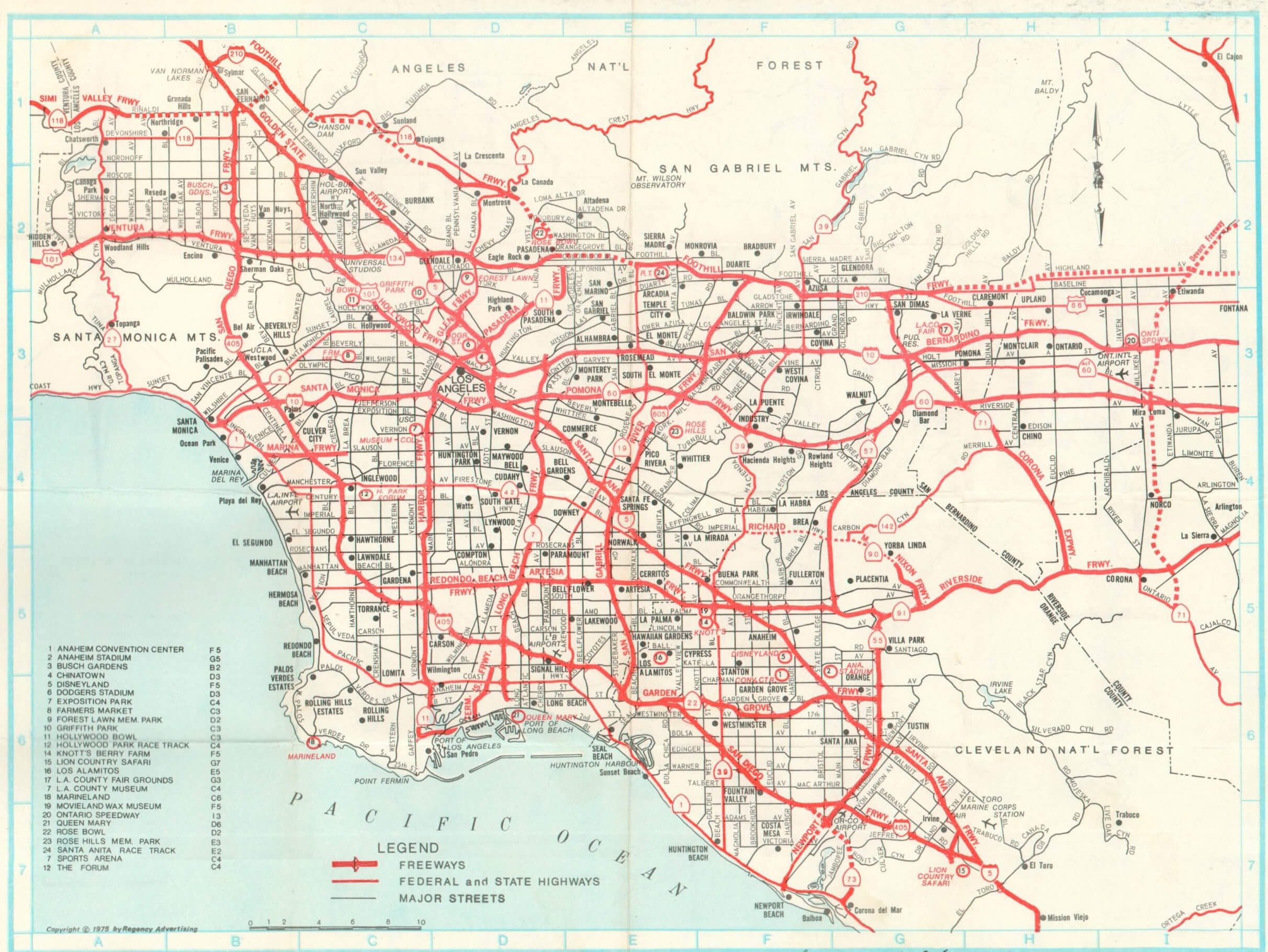 Los Angeles highways map