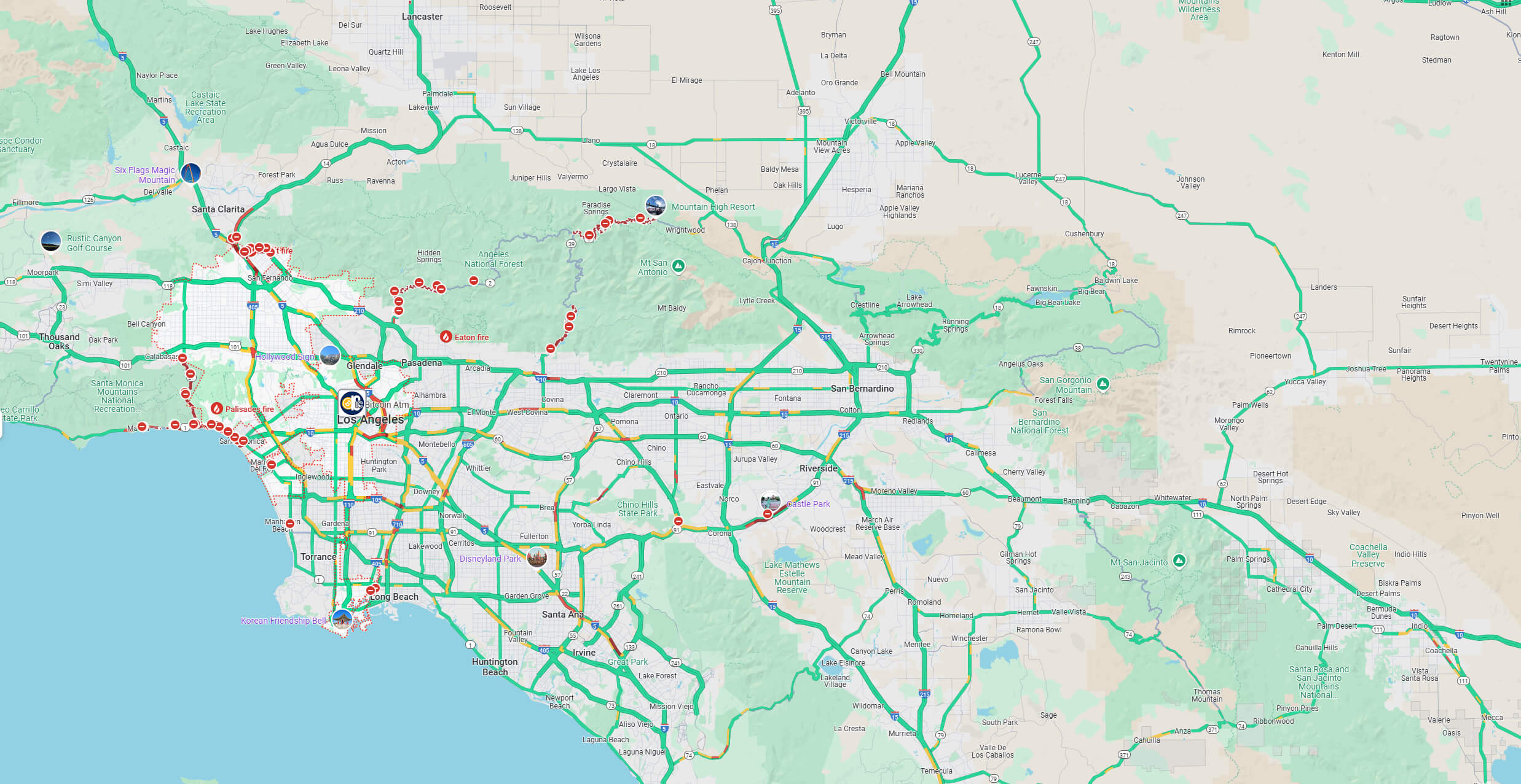 Los Angeles highways traffic map