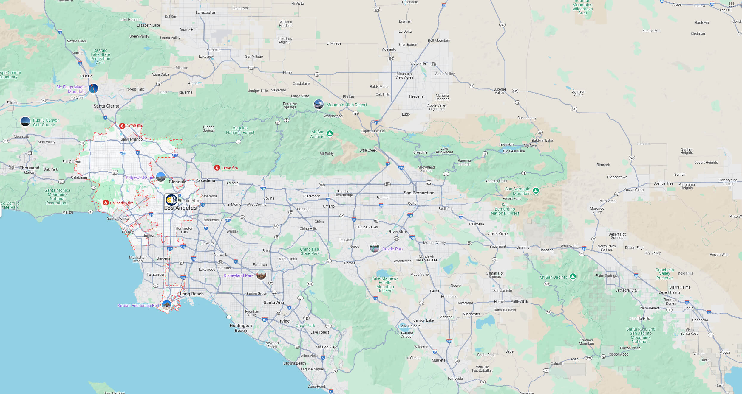 Los Angeles metropol area road map