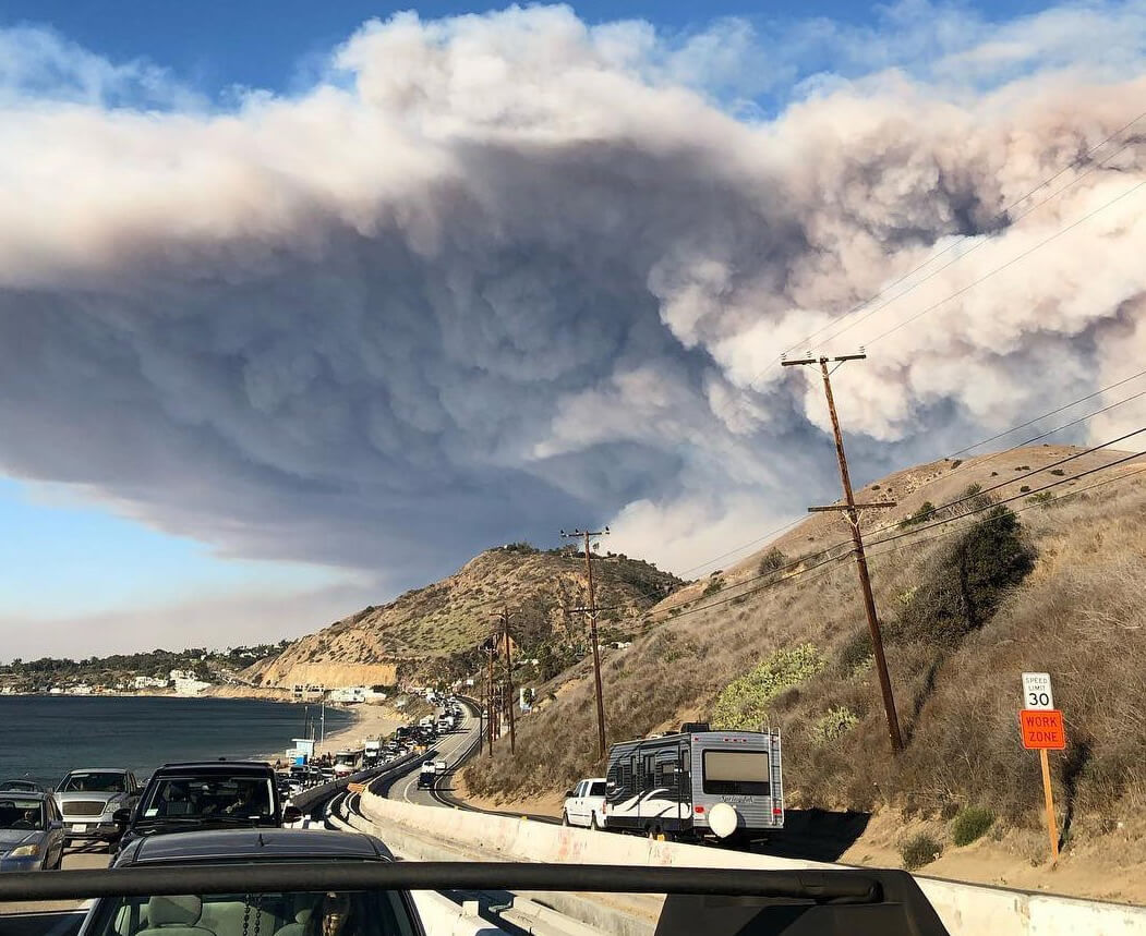 Woolsey Fire seen from the Pacific Coast Highway