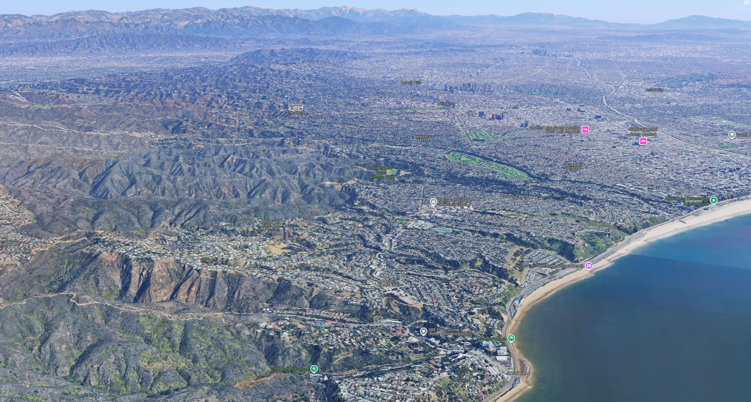 Los Angeles downtown view from palisades