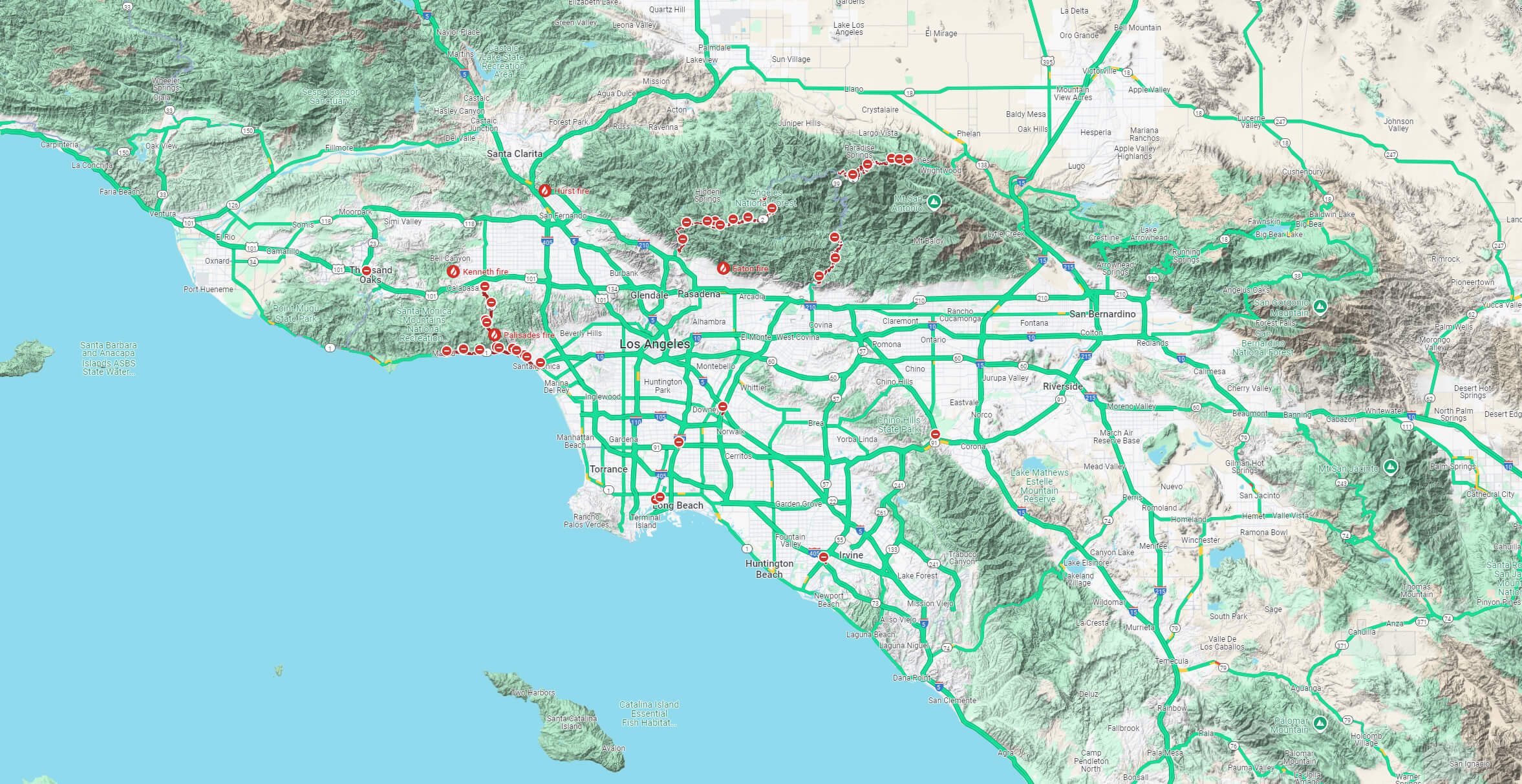 Palisades Terrain Map, California