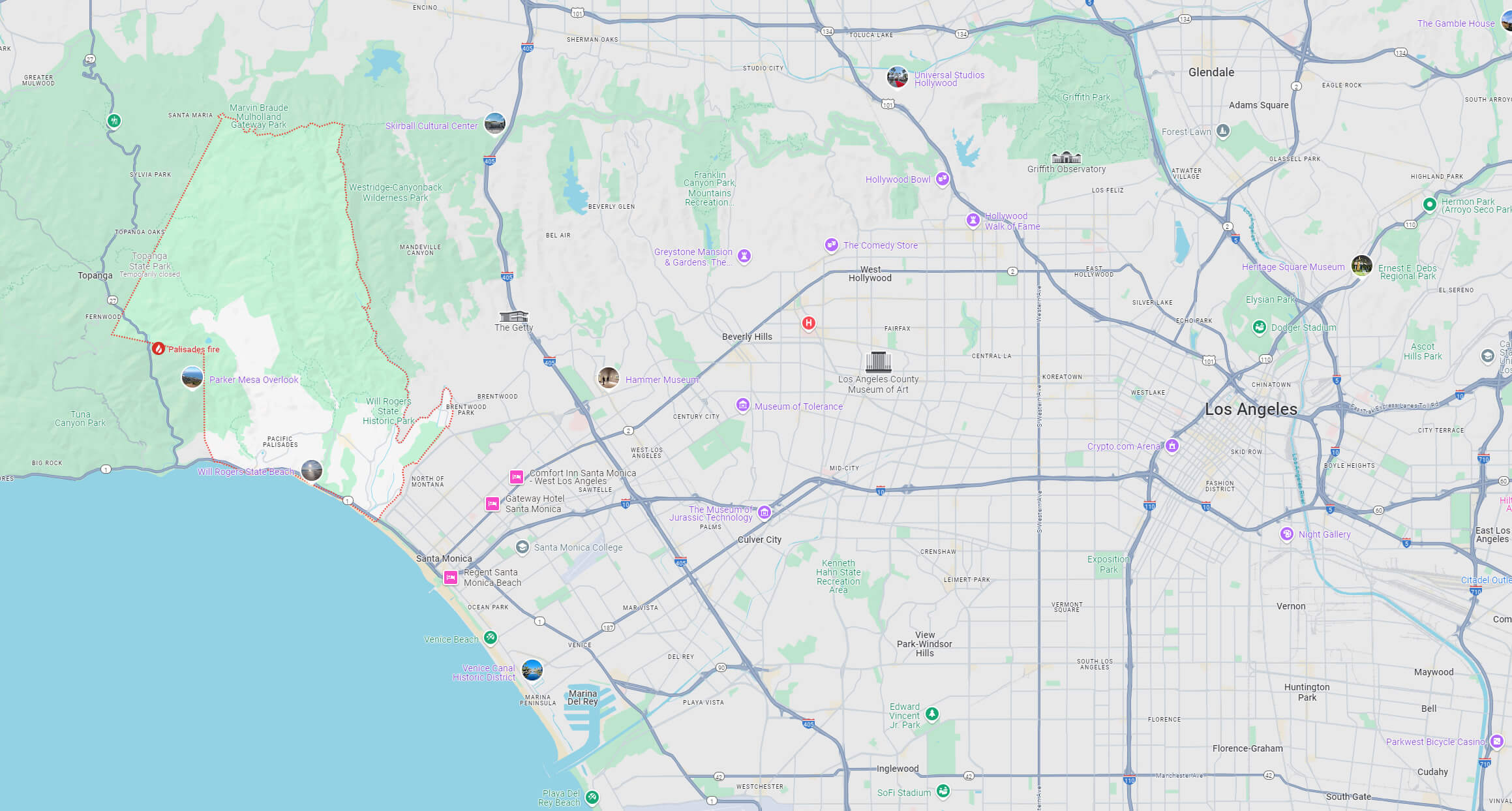 Where is located Palisades in LA, California