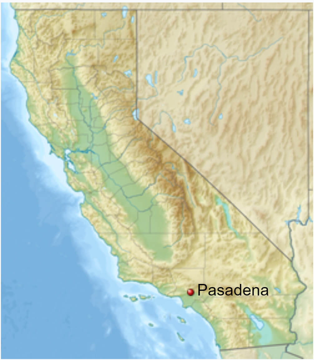 Pasadena on the California Map