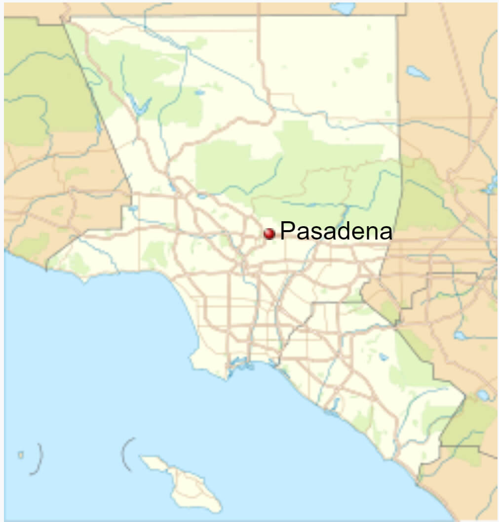 Pasadena map in Los Angeles metropolitan area