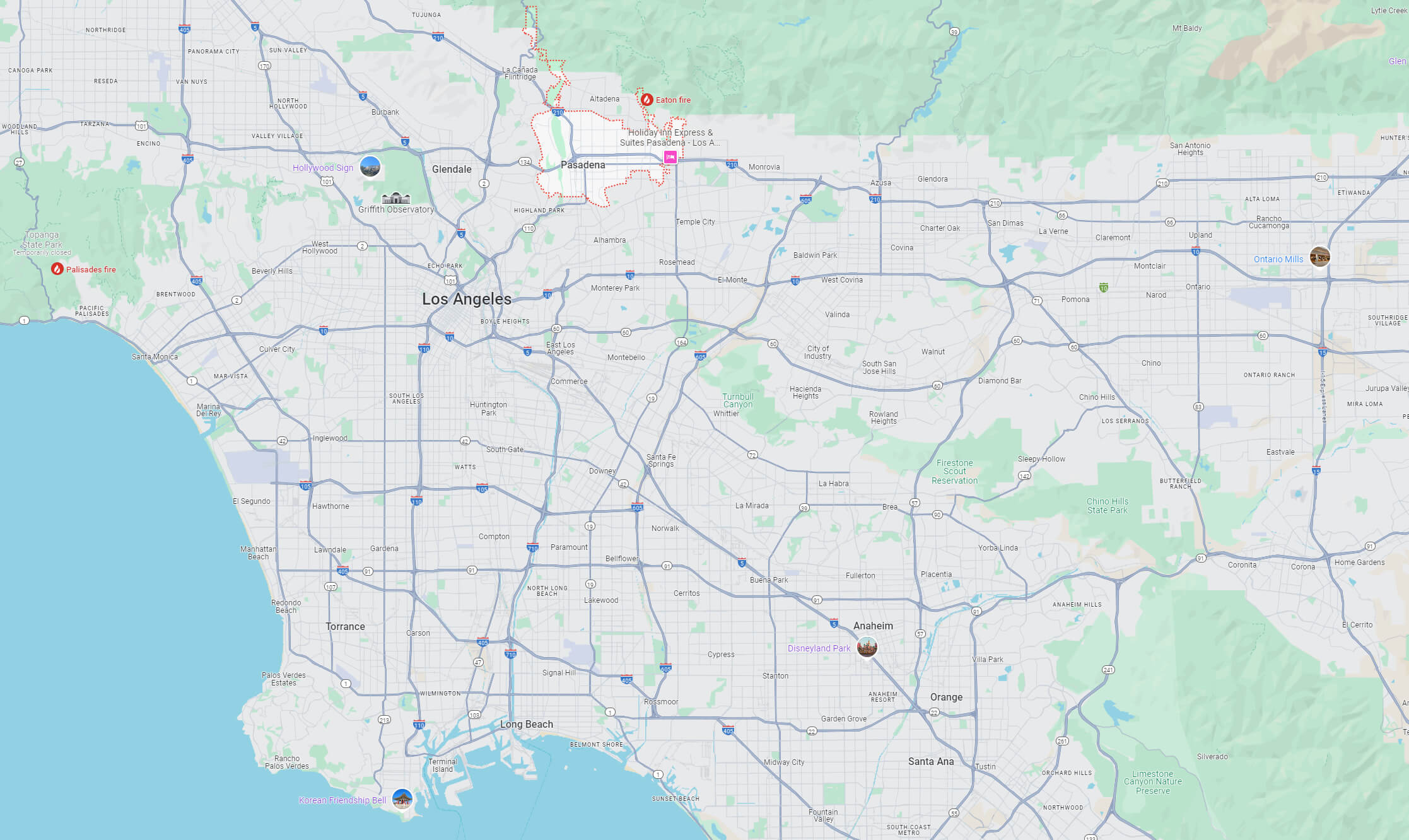 Pasadena Map, Los Angeles