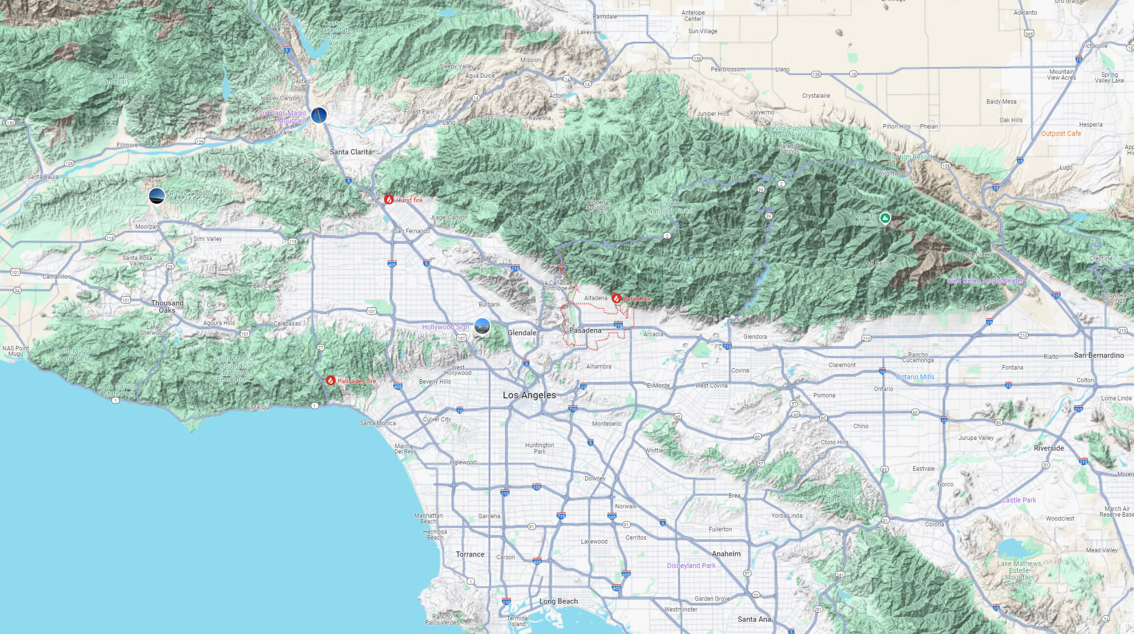 Pasadena Terrain Map, Los Angeles