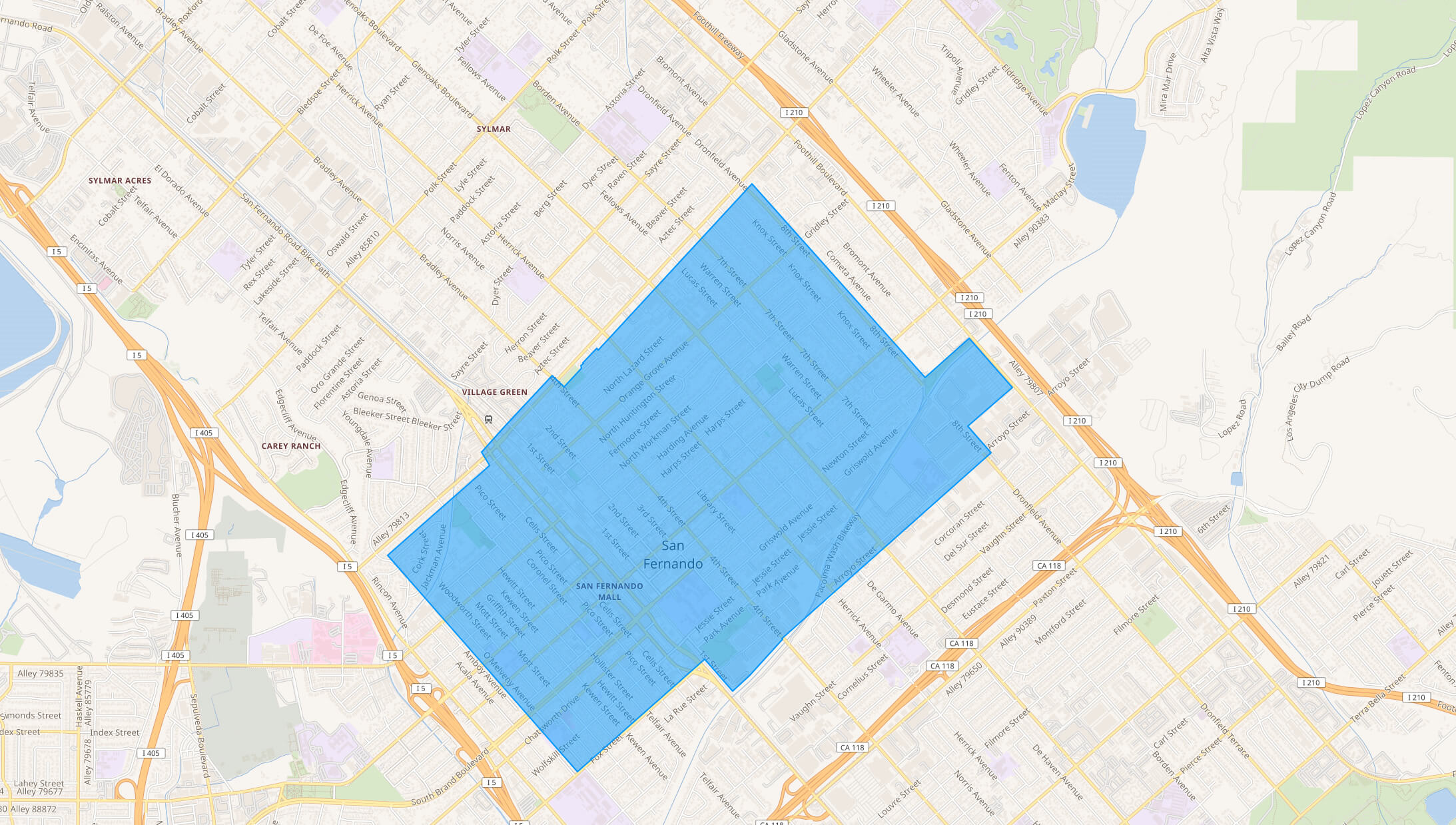 San Fernando city map Los Angeles