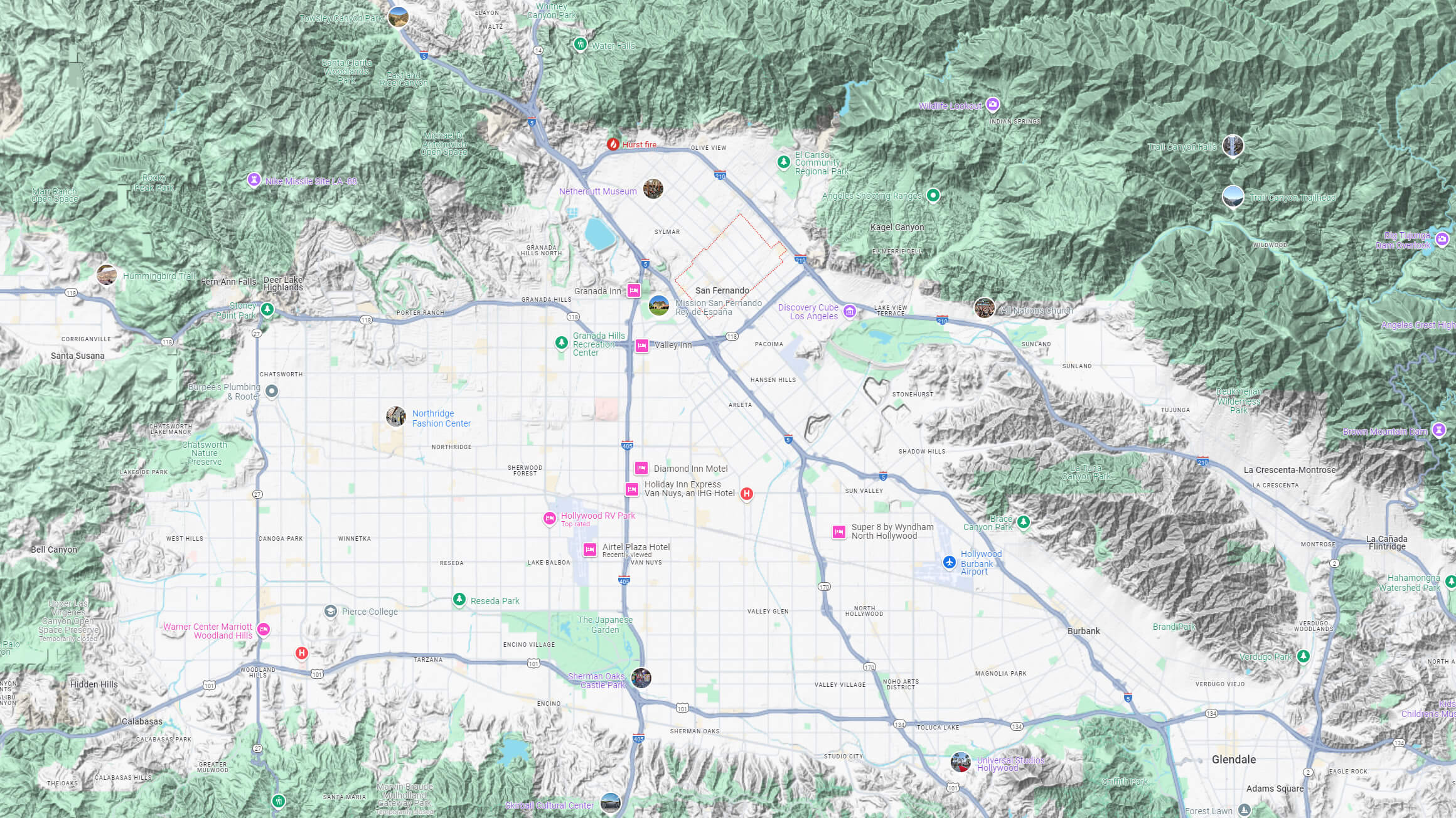 San Fernando terrain map Los Angeles