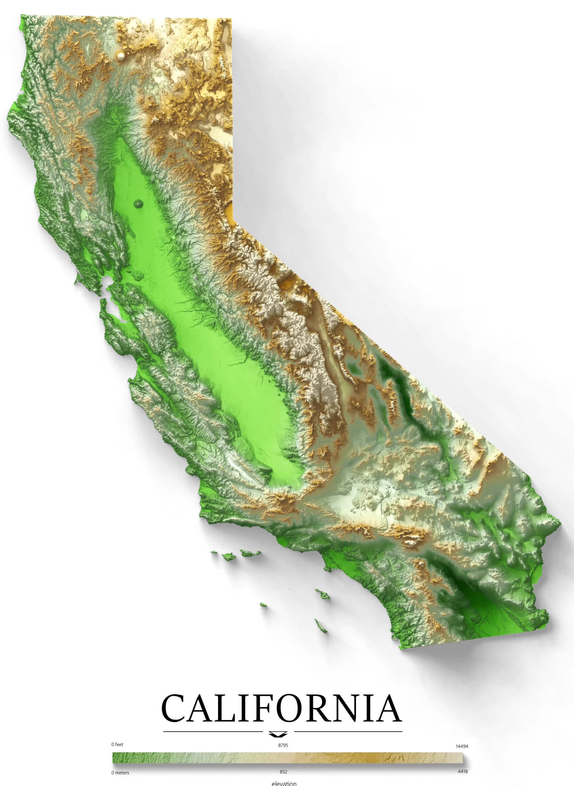 California elevation map