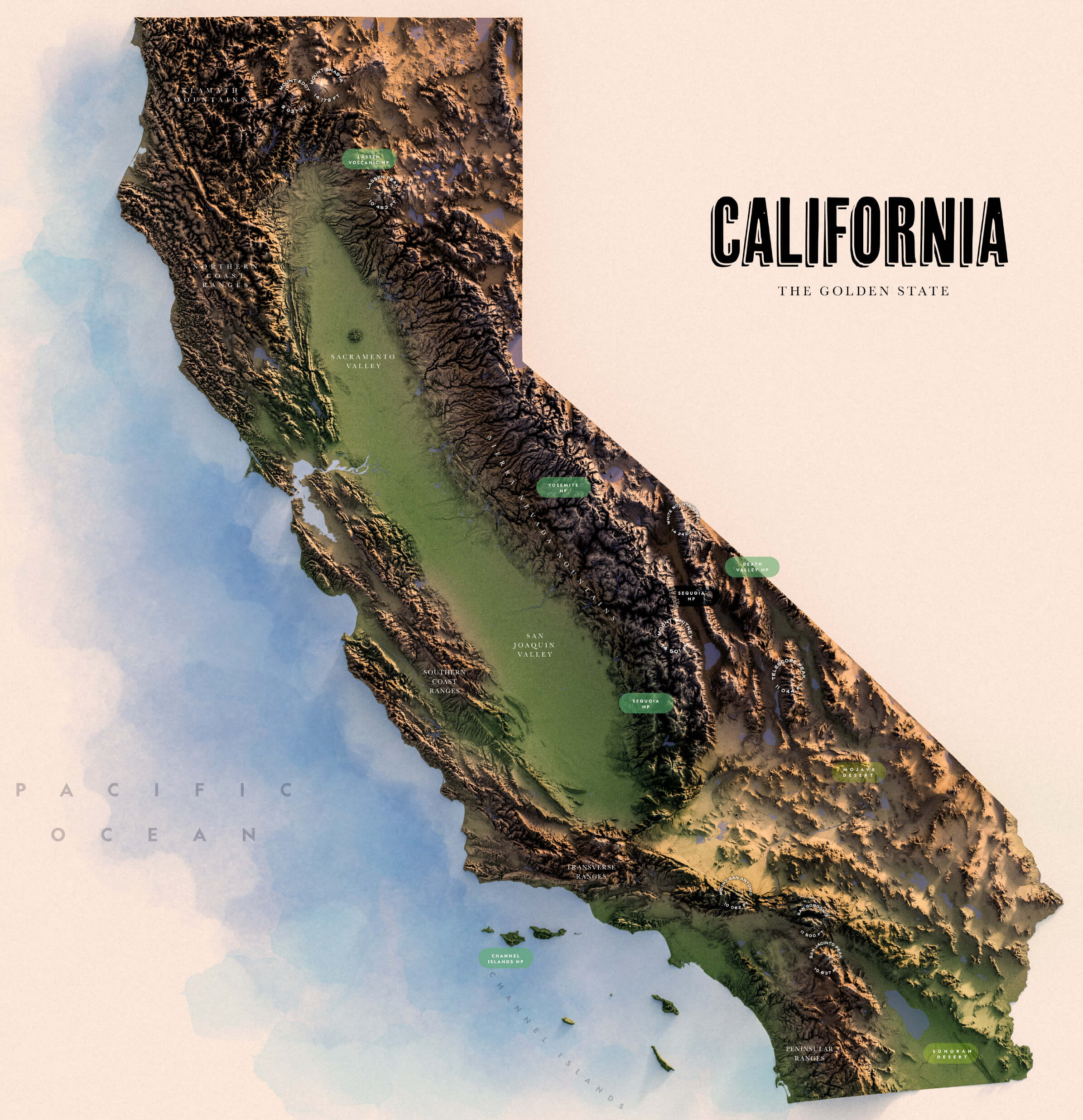 California mountain ranges map