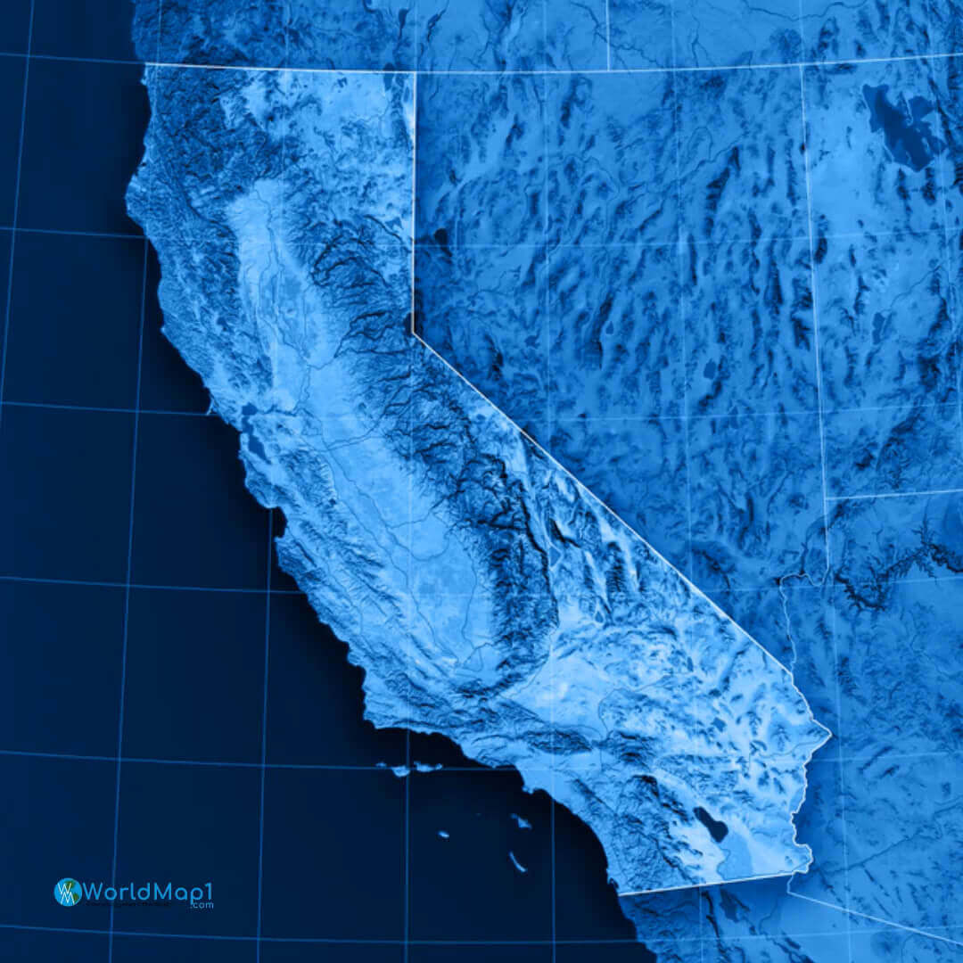 California satellite map in the night