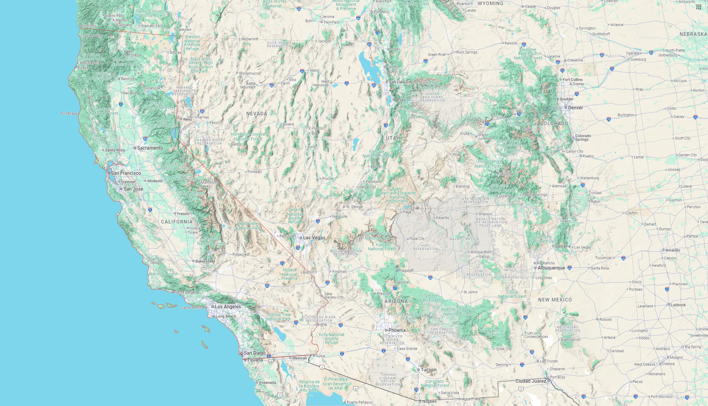 California terrain map