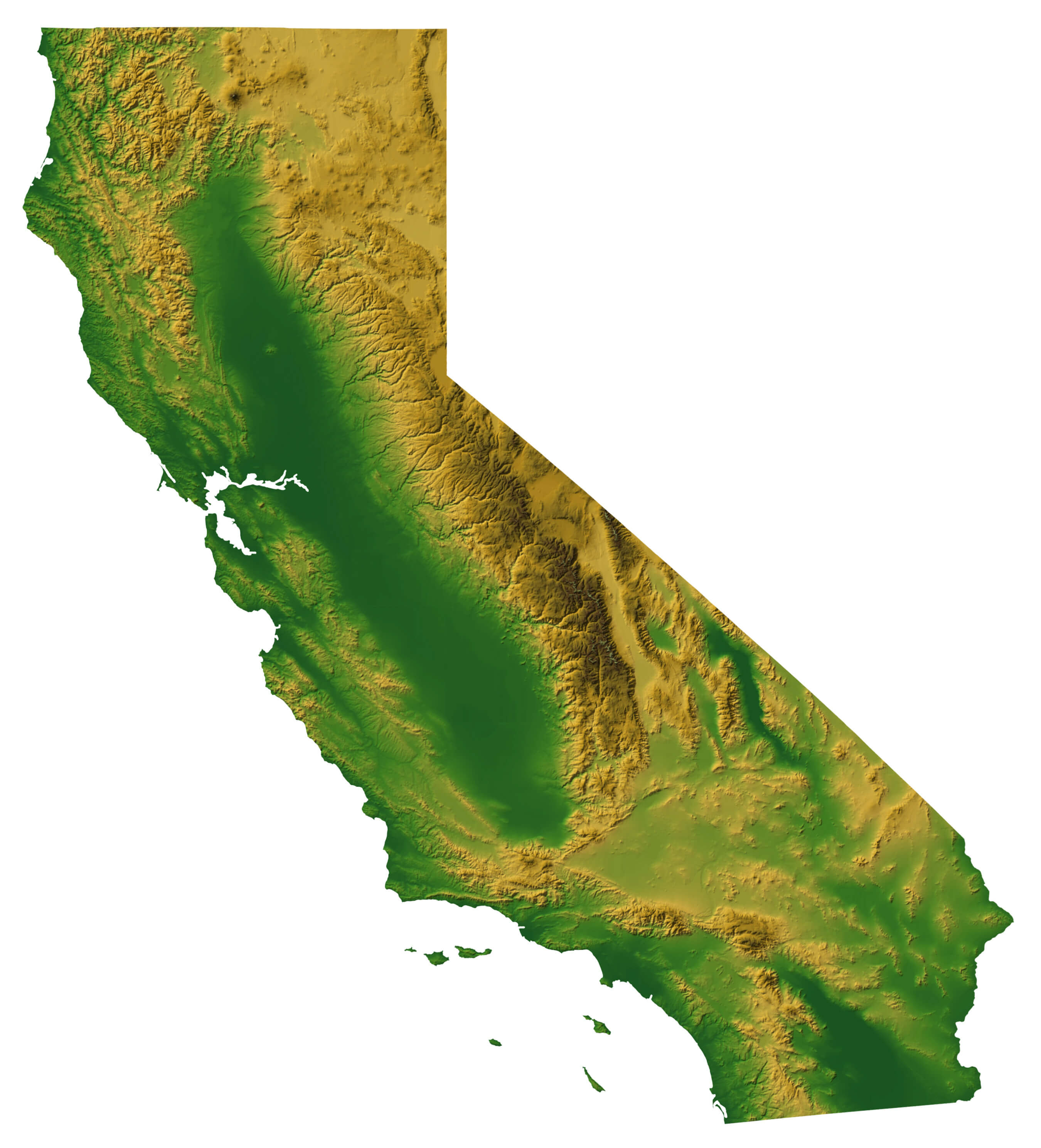 California topography map