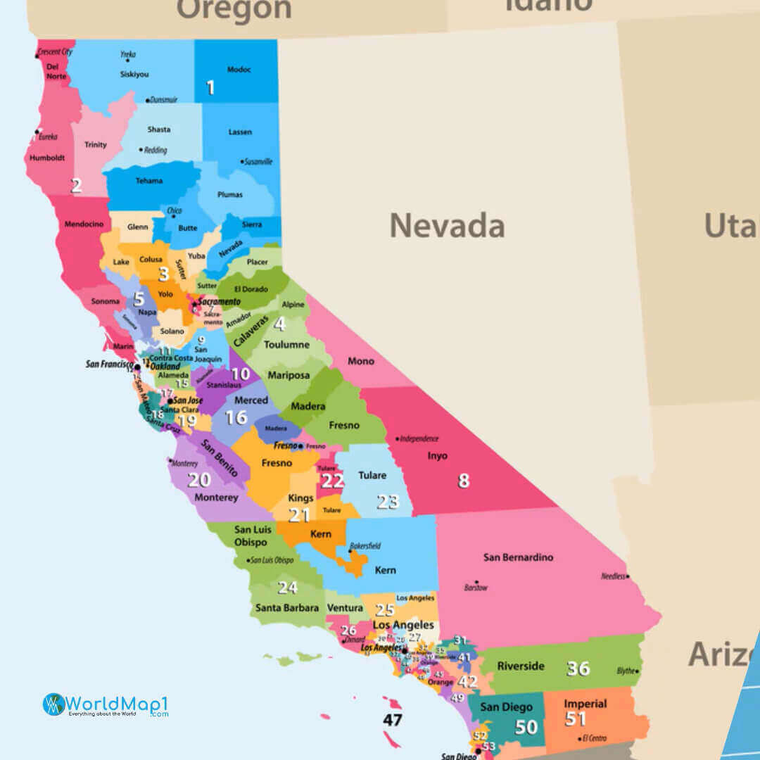 California Political Map with Counties