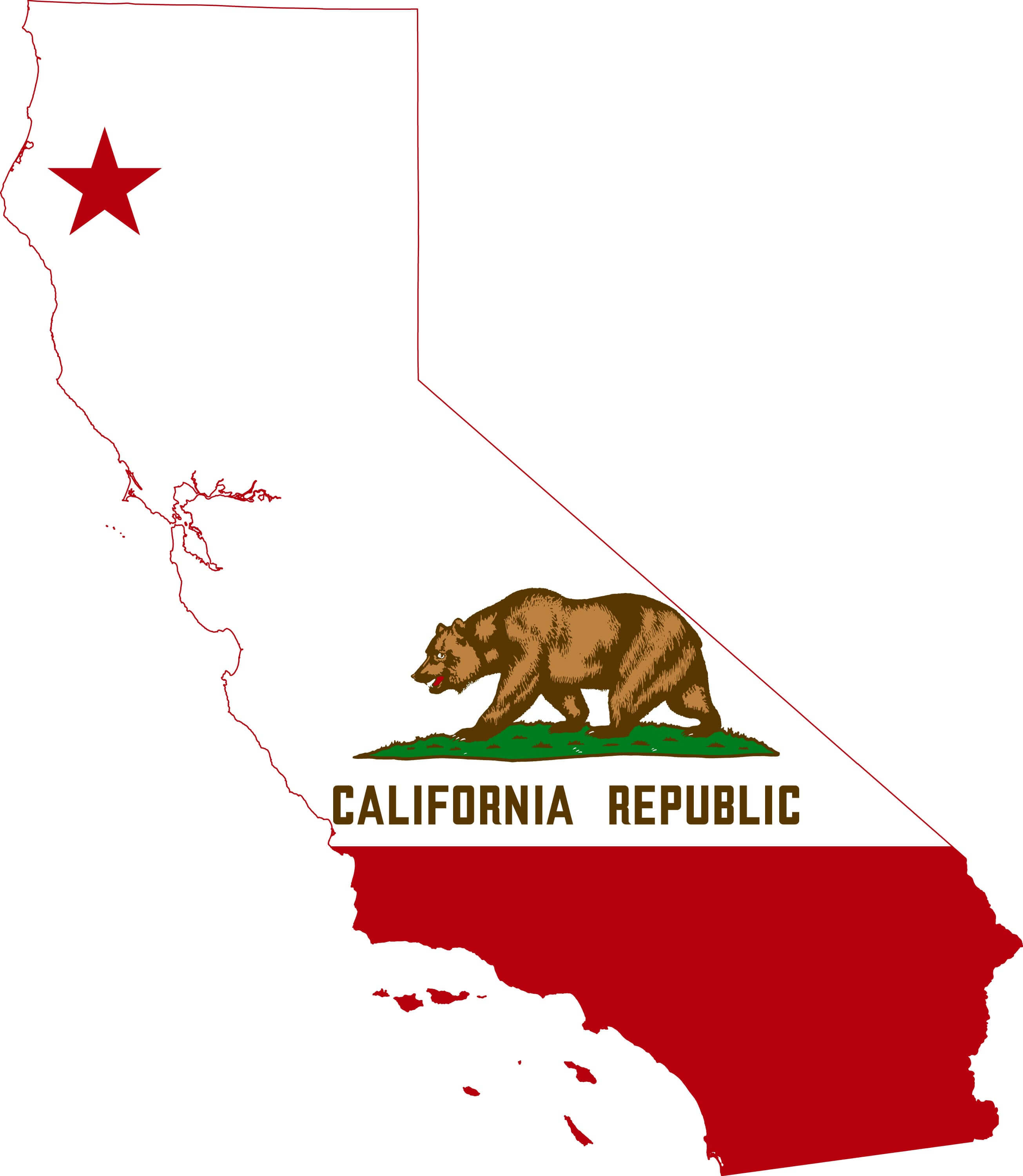 California political Map with ca flag