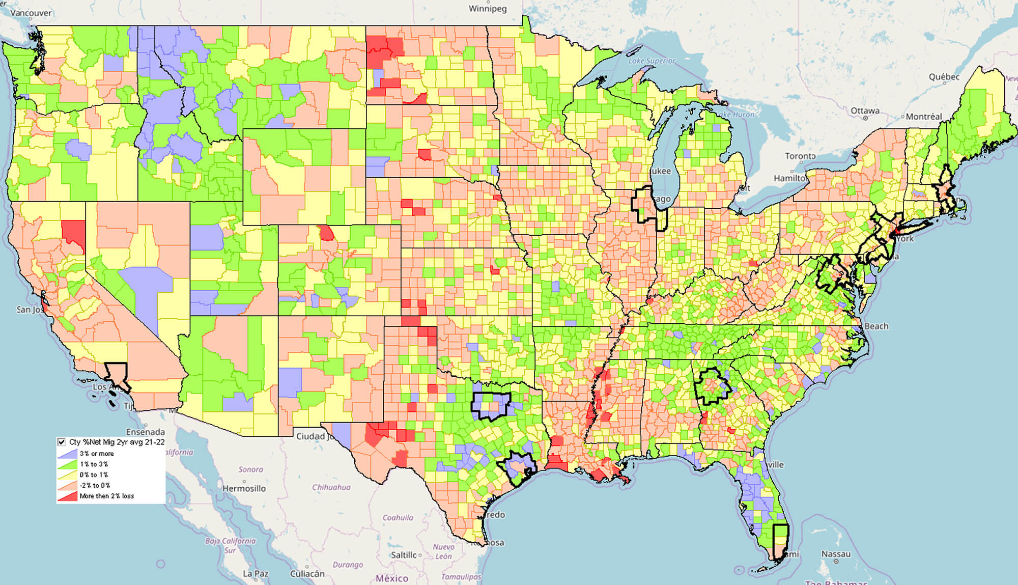 California and the US population density map