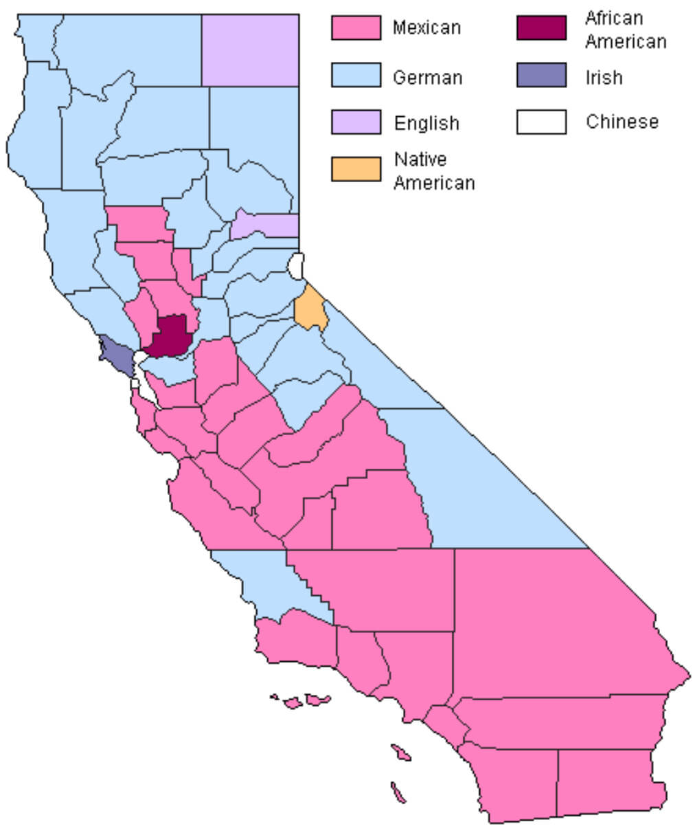 California counties ancestry map