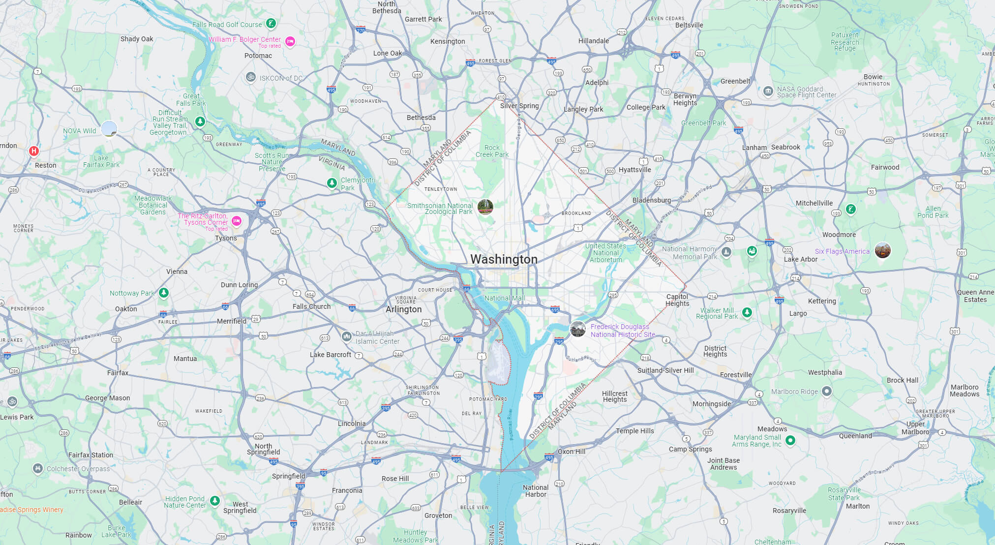 District of Columbia Cities Map