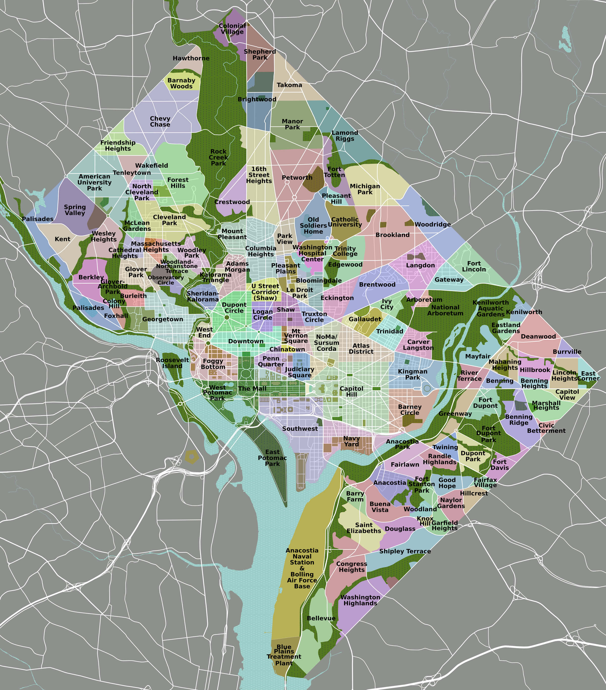 District of Columbia Map High Resolution