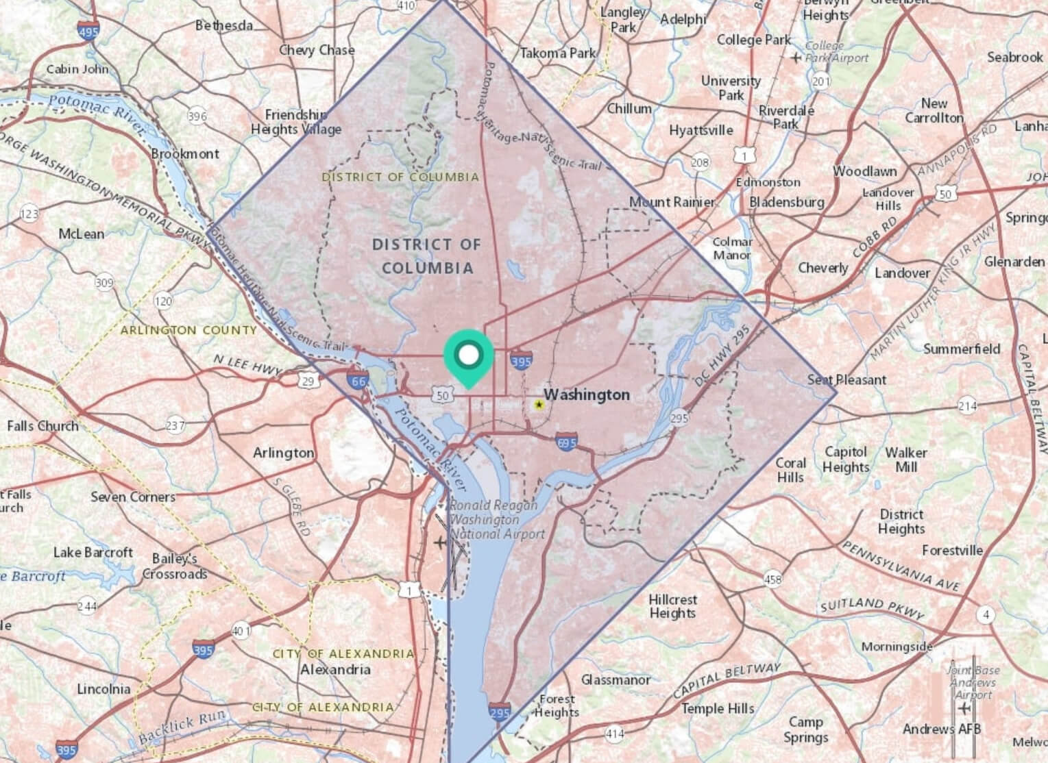 District of Columbia Roads Map