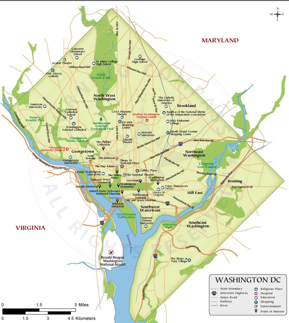 District of Columbia Washington DC Map