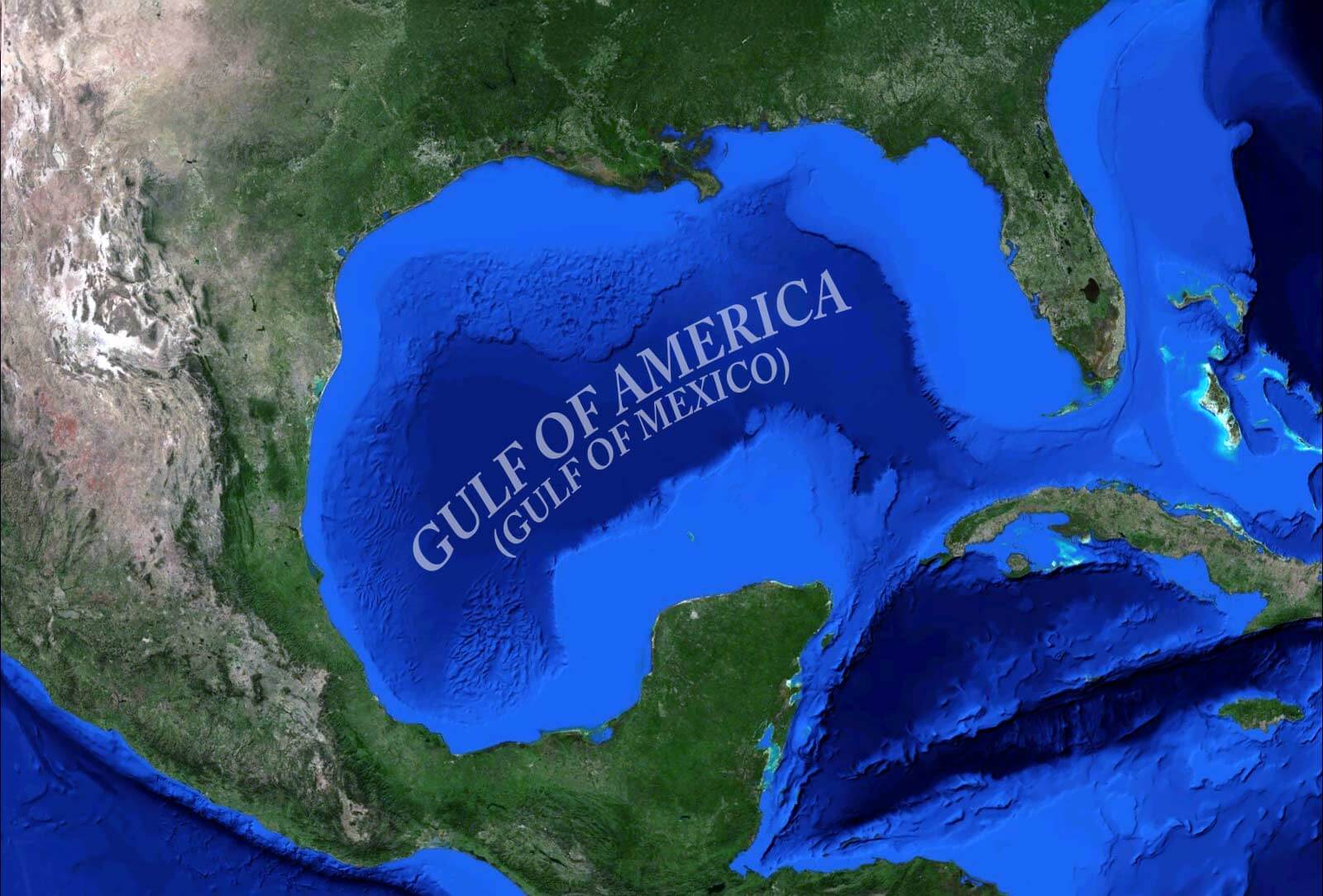 Gulf of America Mexico earth satellite map