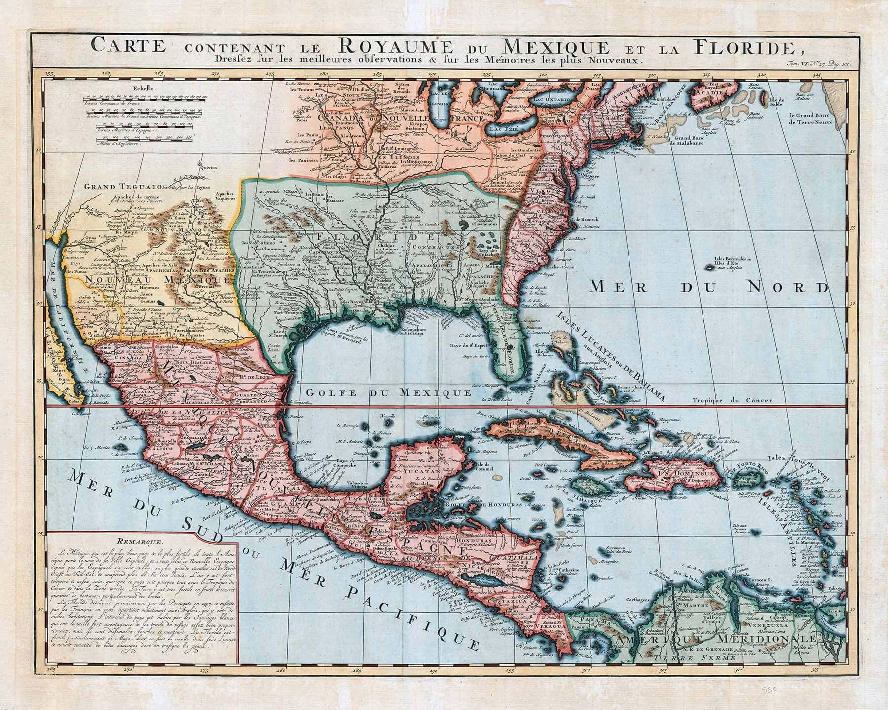 Gulf of America Mexico historical map 1732