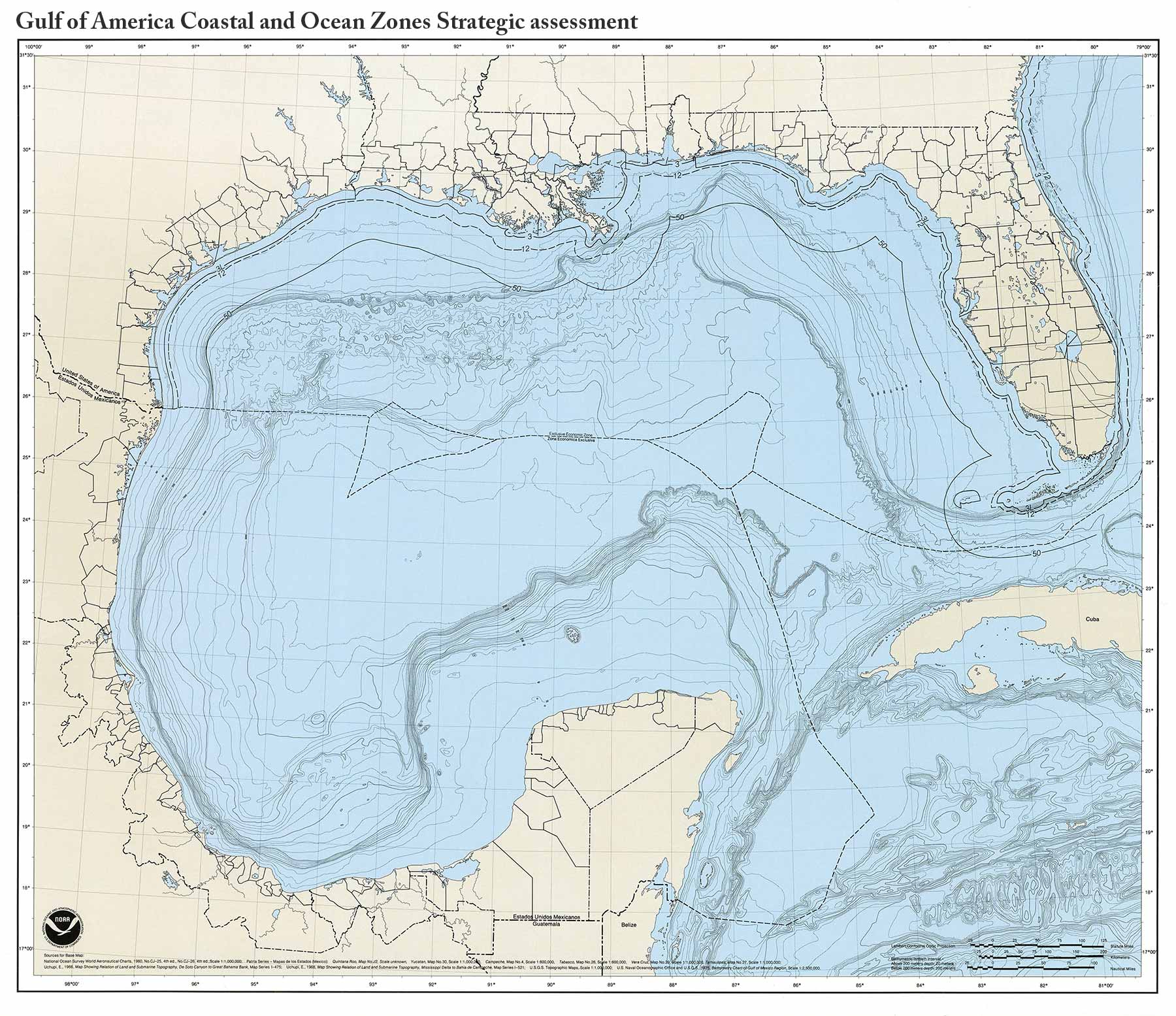 Gulf of America Mexico political boundaries and maritime zones map