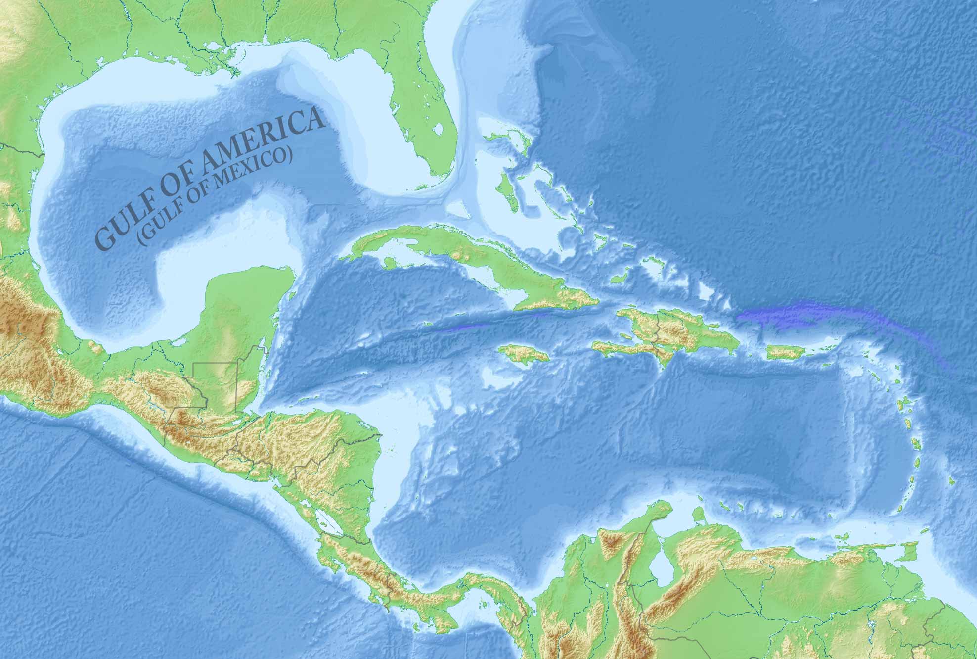 Gulf of America Mexico relief map