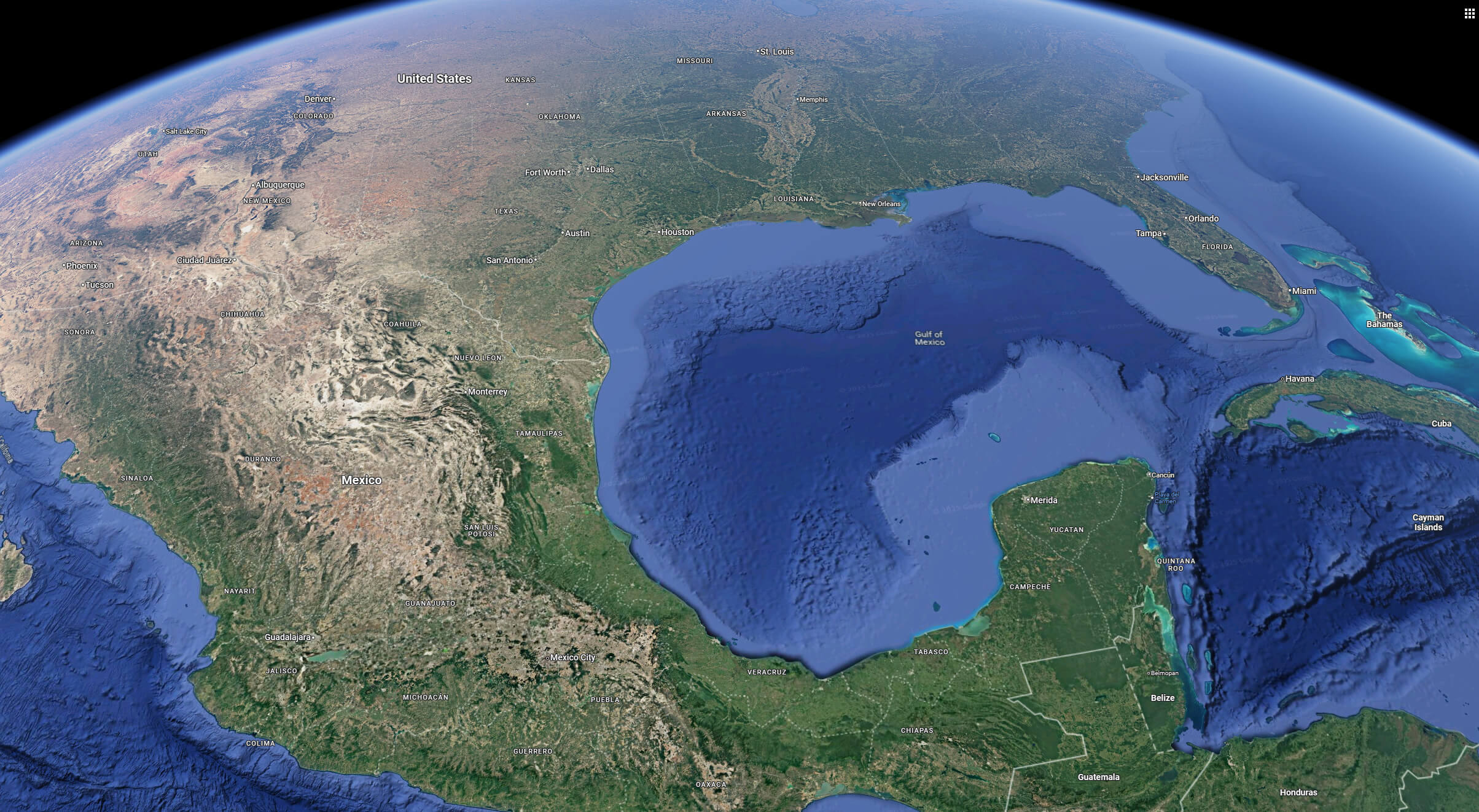 Gulf of Mexico satellite map