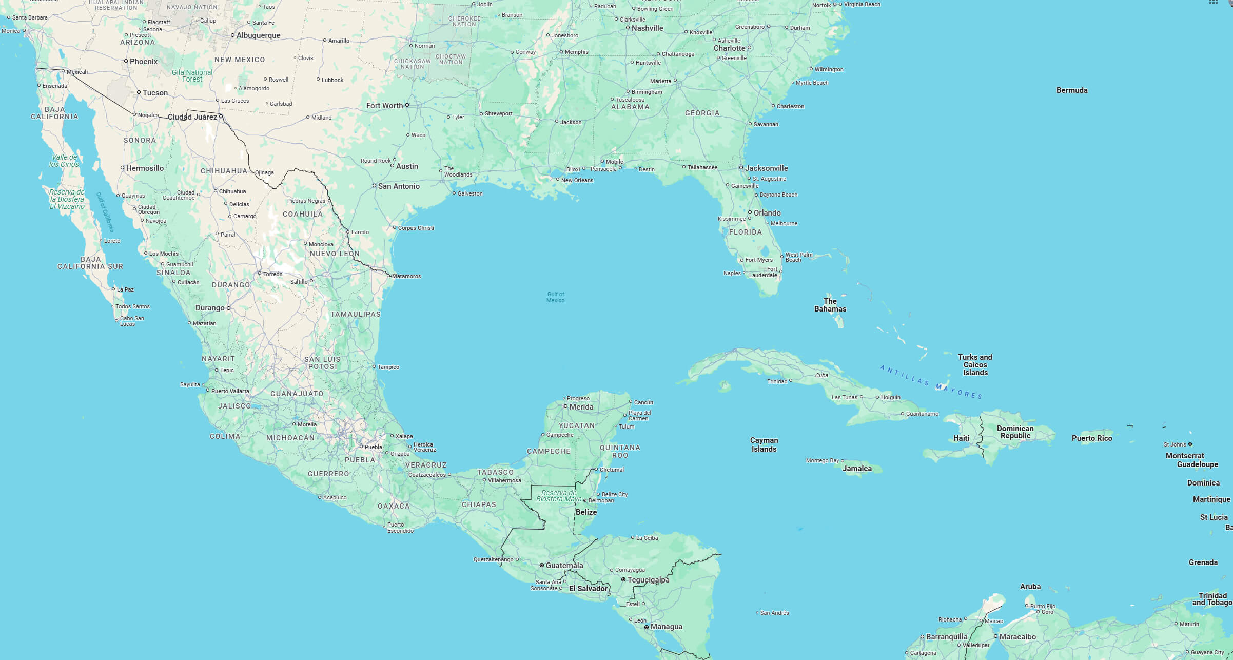 Gulf of Mexico US and Mexico political map