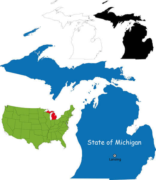 Location Map of Michigan within the United States