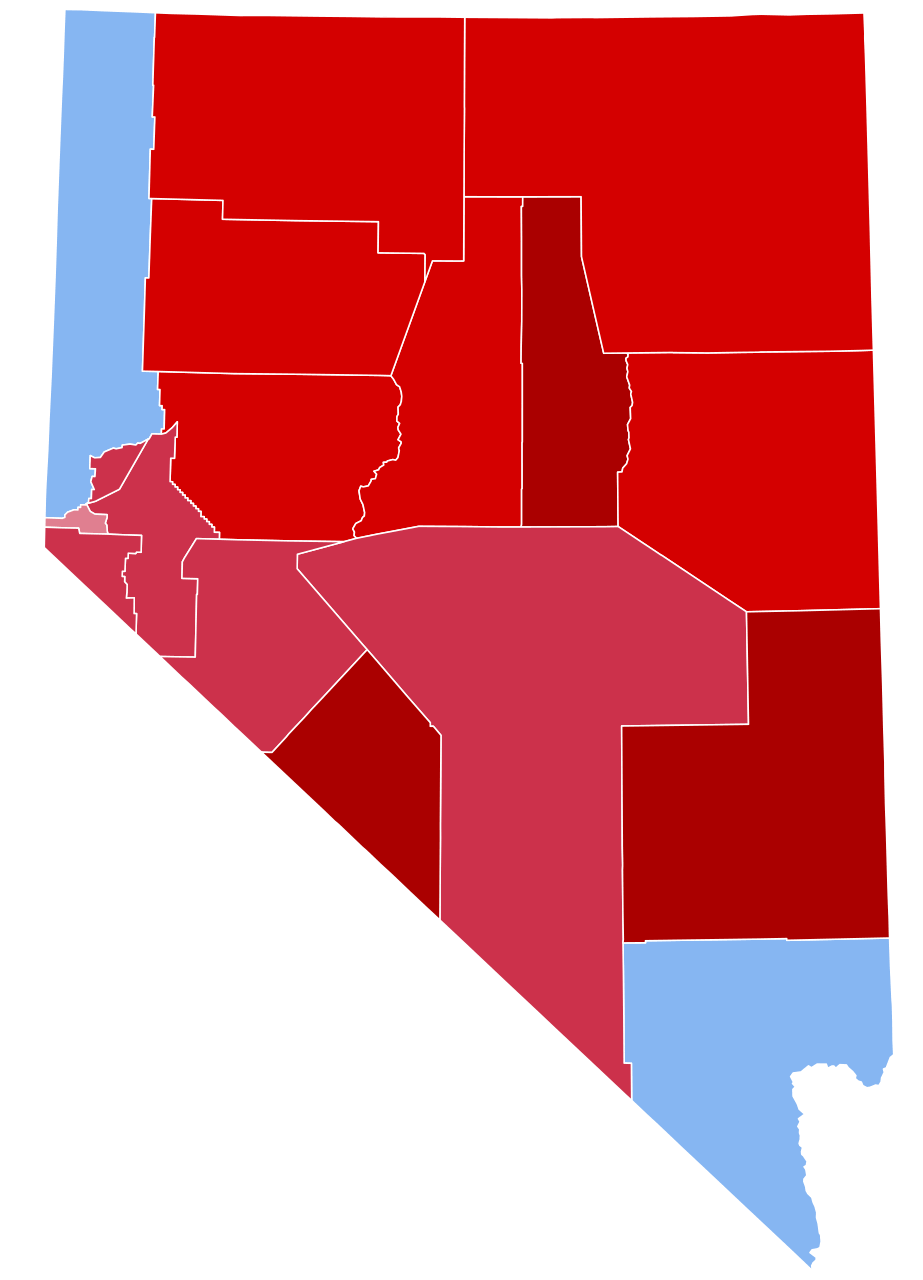 2020 United States Presidential Election in Nevada by Counties Map